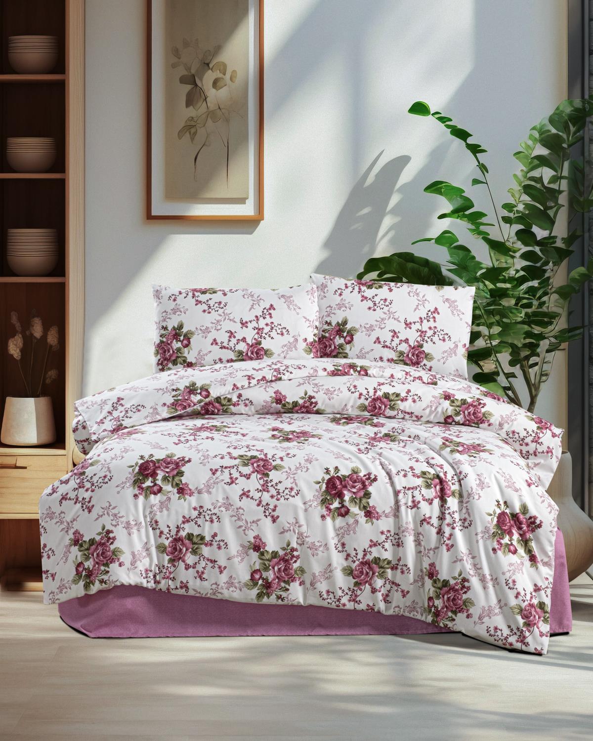 Güllü Çift Kişilik Nevresim Takımı