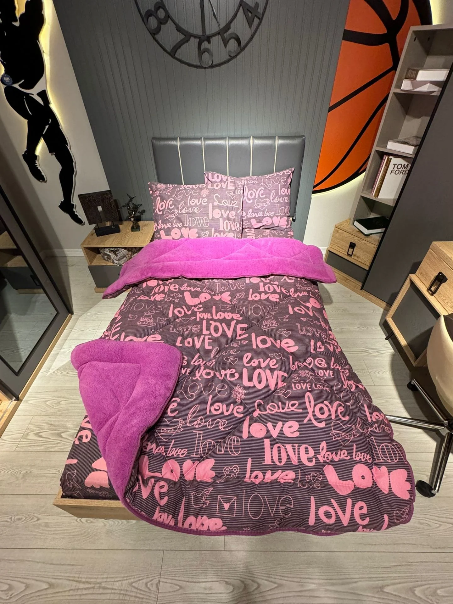 Love Tek Kişilik Welsoft Pufidik Uyku Seti  (Lastikli Çarşaflı)