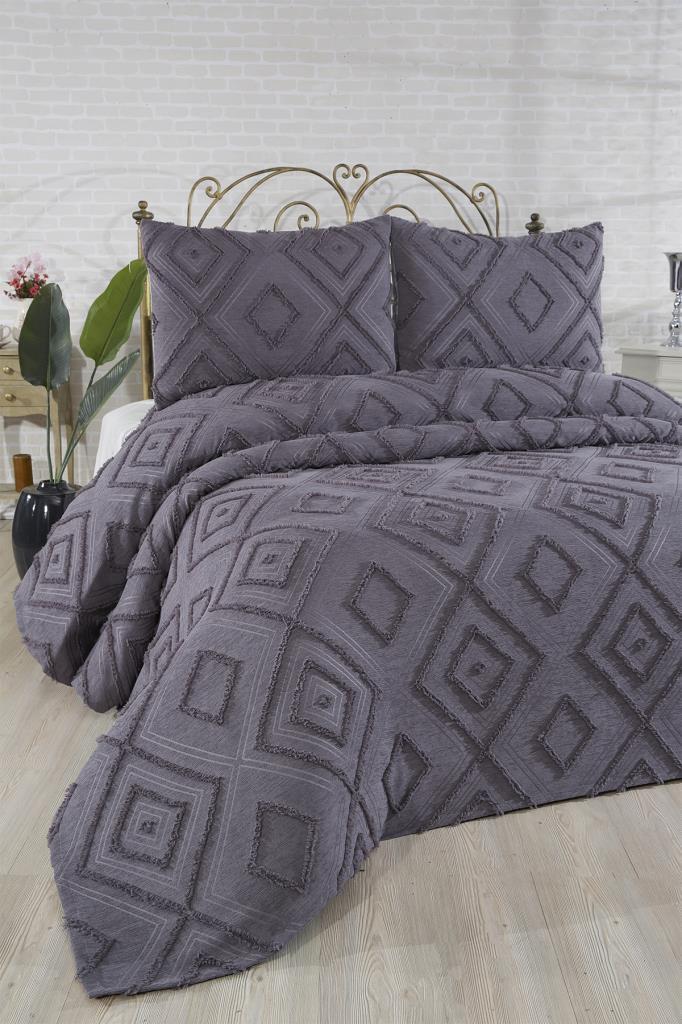 Semra 3 Parça Çift Kişilik Pike Takımı Antrasit