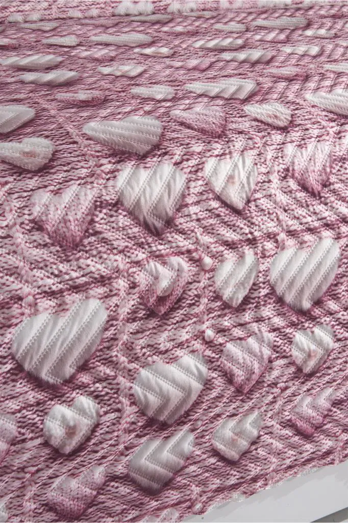 Kalbim Ultrasonik Kapitoneli 5D Baskılı Çift Kişilik Pike Takımı