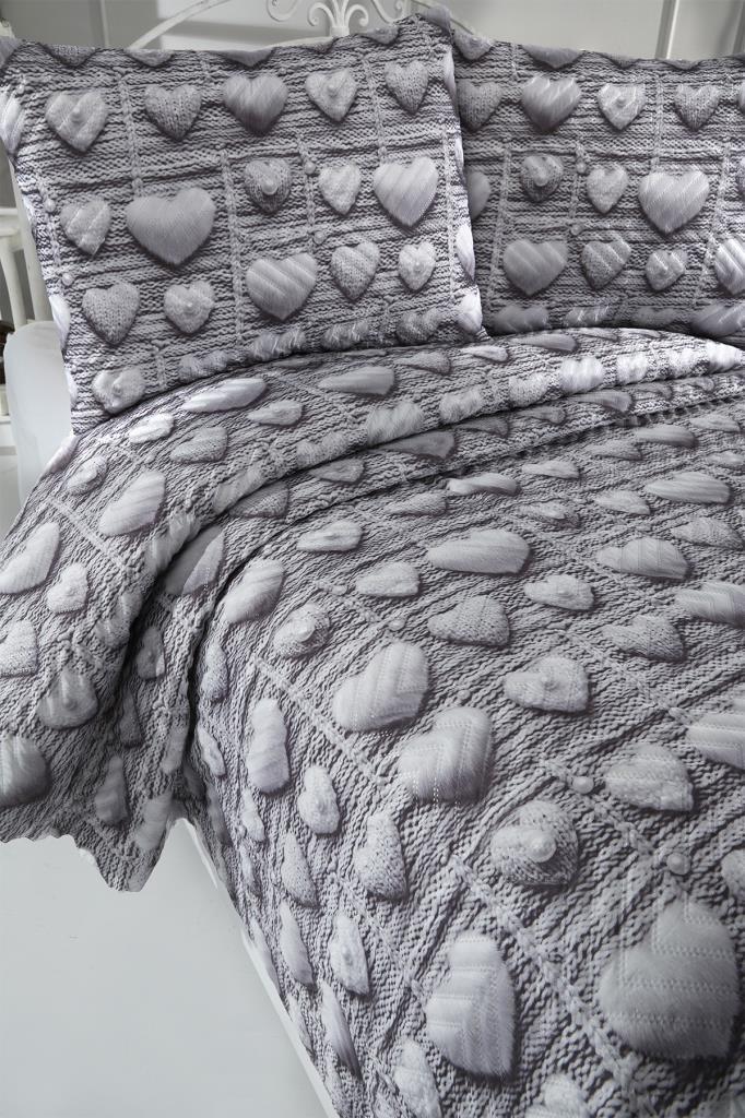 Jovanka Ultrasonik Kapitoneli 5D Baskılı Çift Kişilik Pike Takımı