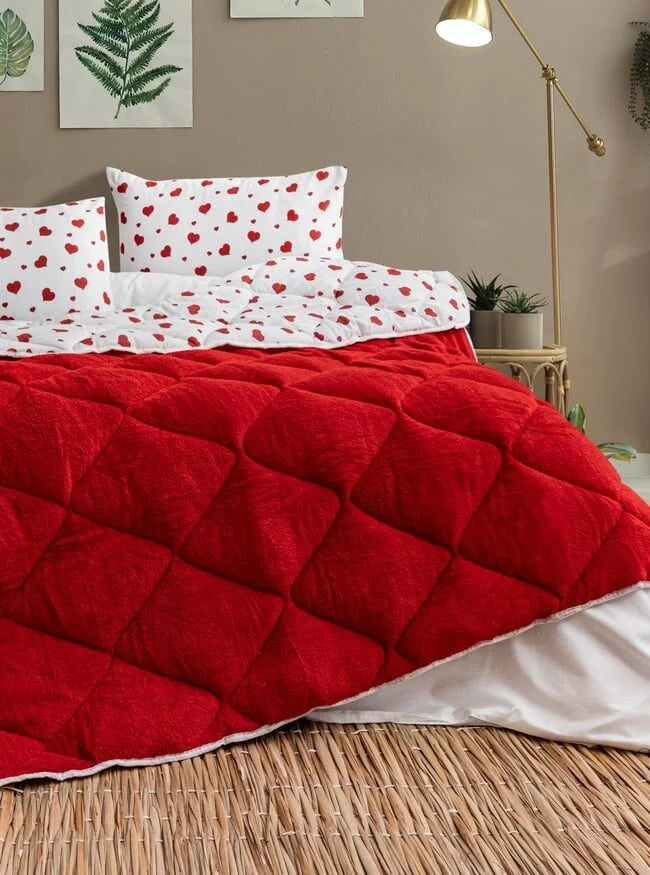 Kalpli Çift Kişilik Welsoft Pufidik Uyku Seti  (Lastikli Çarşaflı)