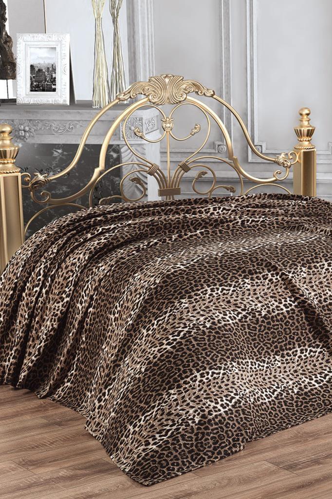 Leopar Desen Ultrasonik Tek Kişilik Yatak Örtüsü Takımı