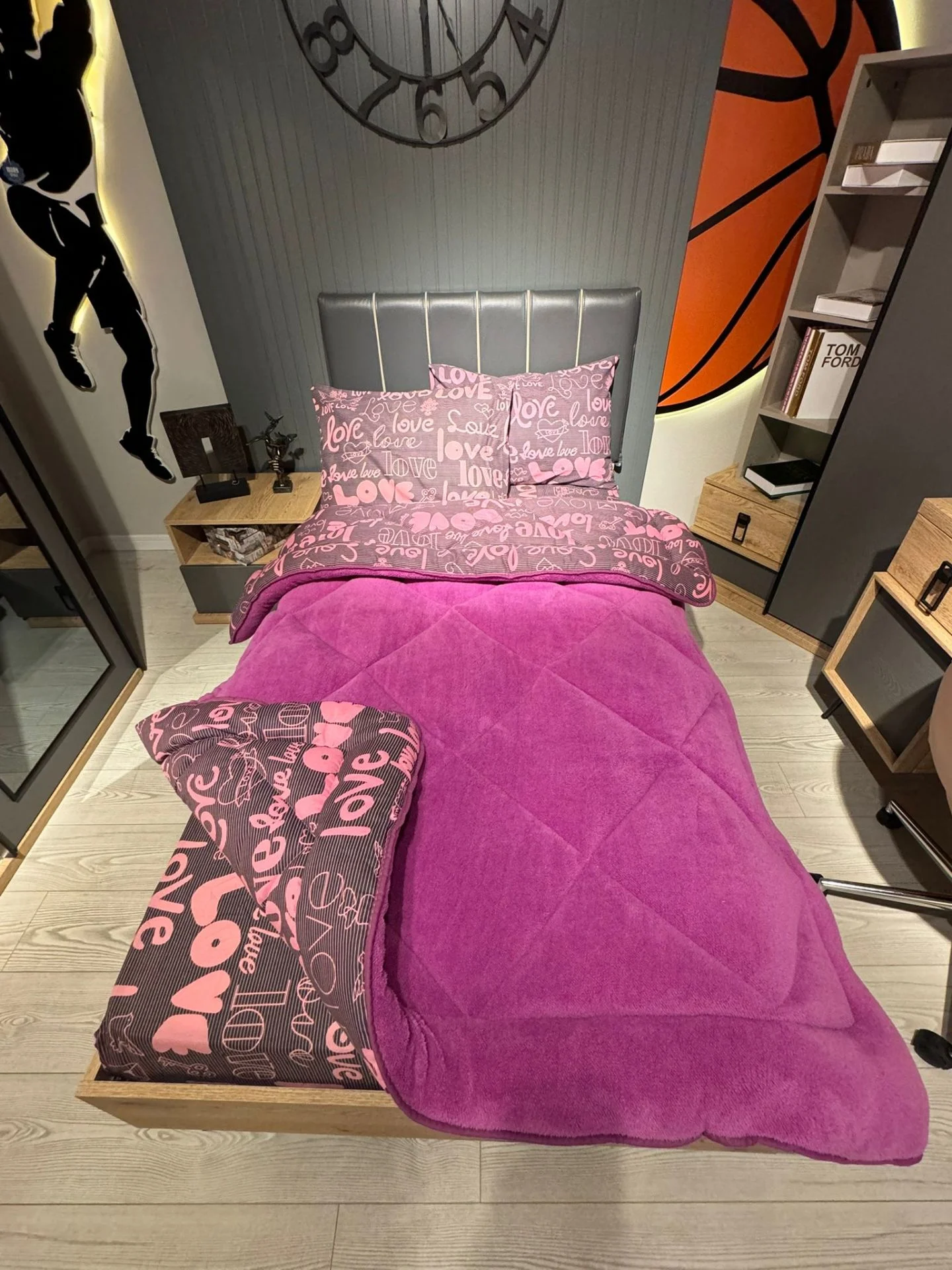 Love Tek Kişilik Welsoft Pufidik Uyku Seti  (Lastikli Çarşaflı)