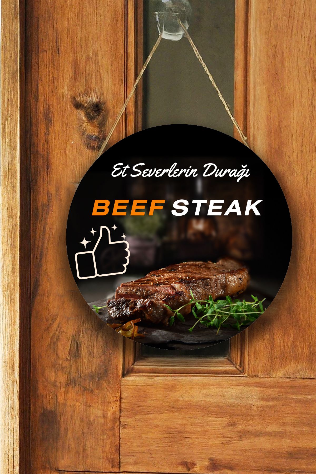 Steak Et Restoranı Duvar, Kapı, Çift Taraflı Askılı Pano Karşılama Tabelası, Et Dükkanı Süs Dekor