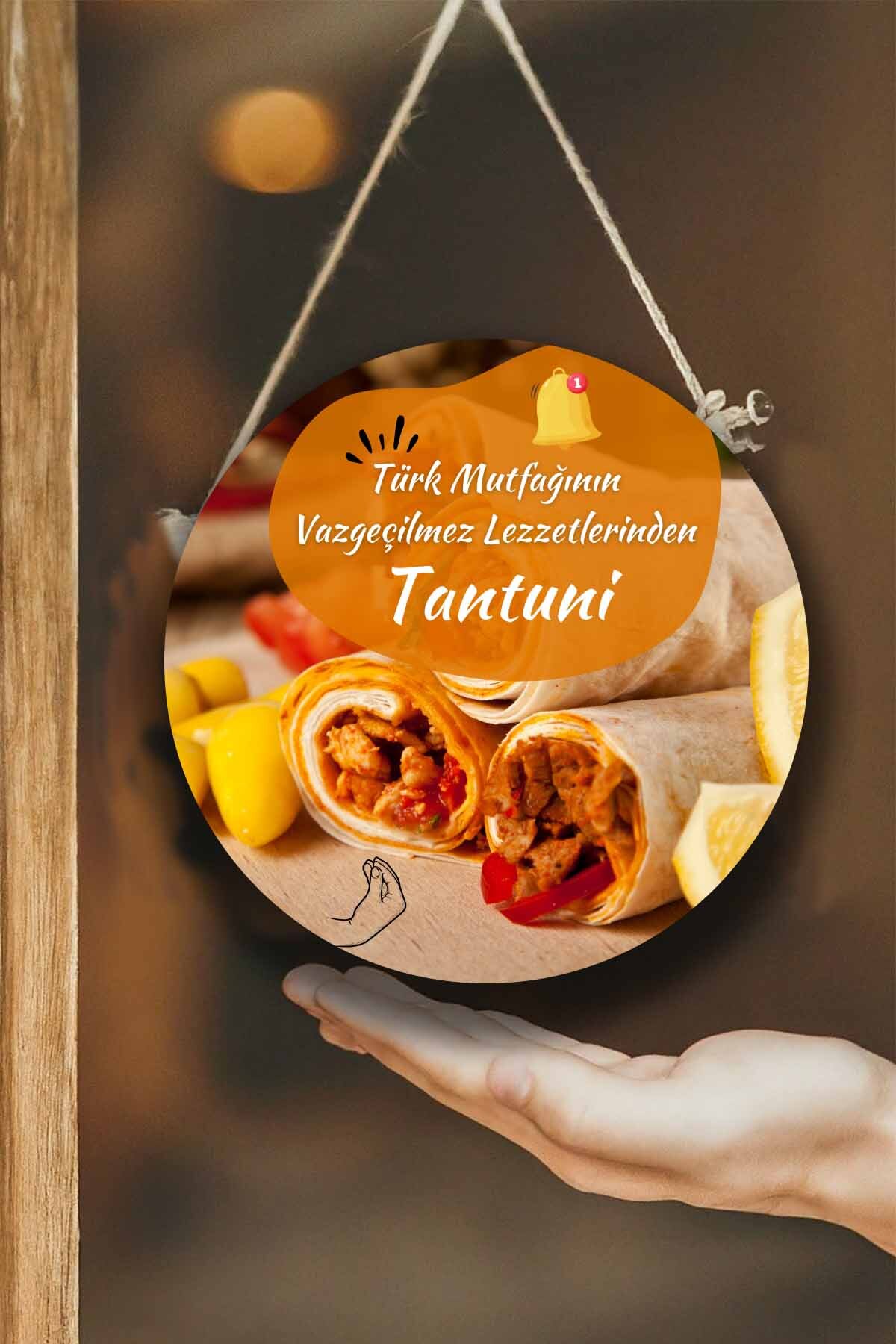 Tantuni Dükkanı için Tek Taraflı Karşılama Tabelası, Tantuni Salonu Kapı Duvar Tablo Pano Süs