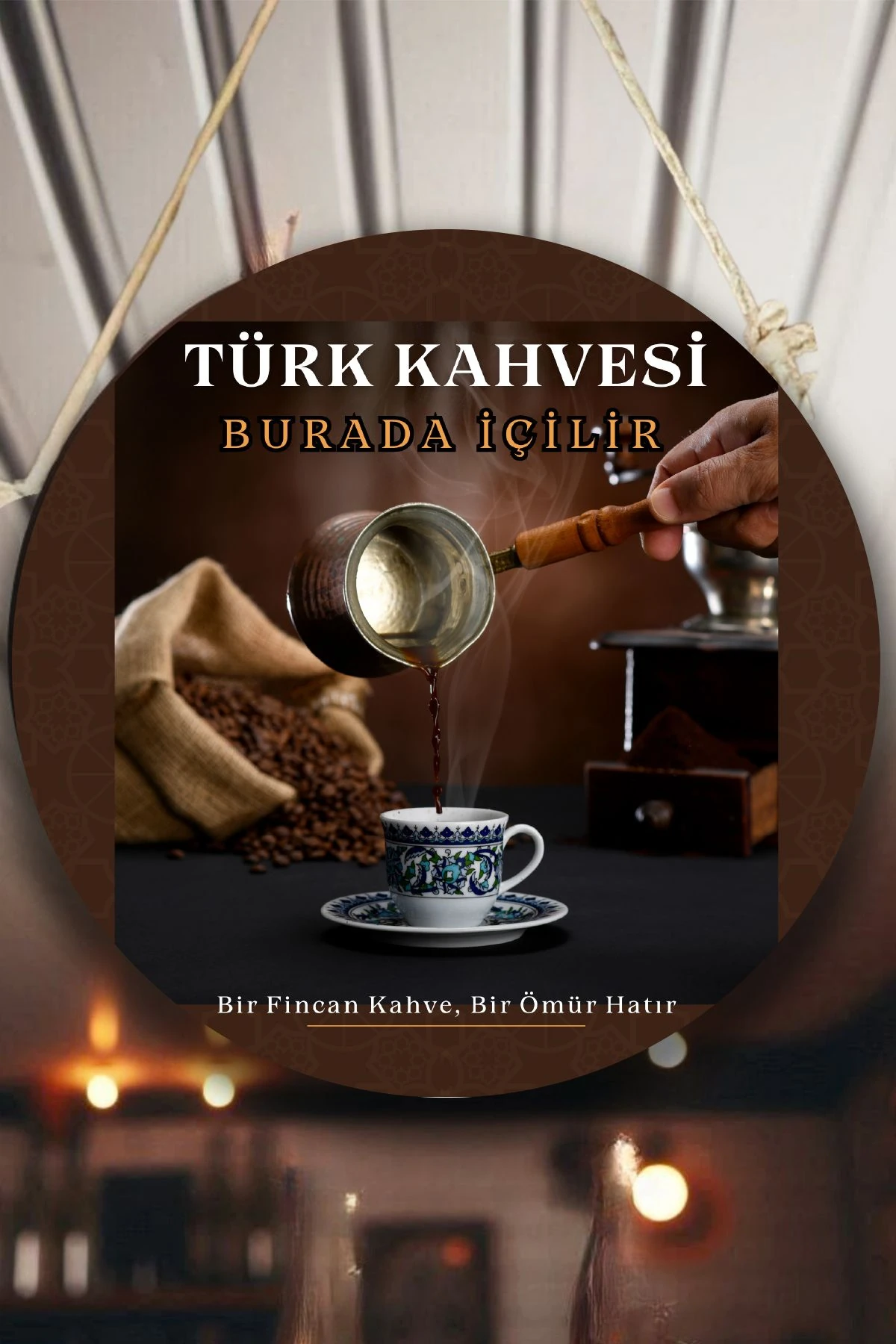 Türk Kahvesi Cafe Restoran için Duvar, Kapı, Çift Taraflı Askılı Pano Karşılama Tabela, Kahve Tablo