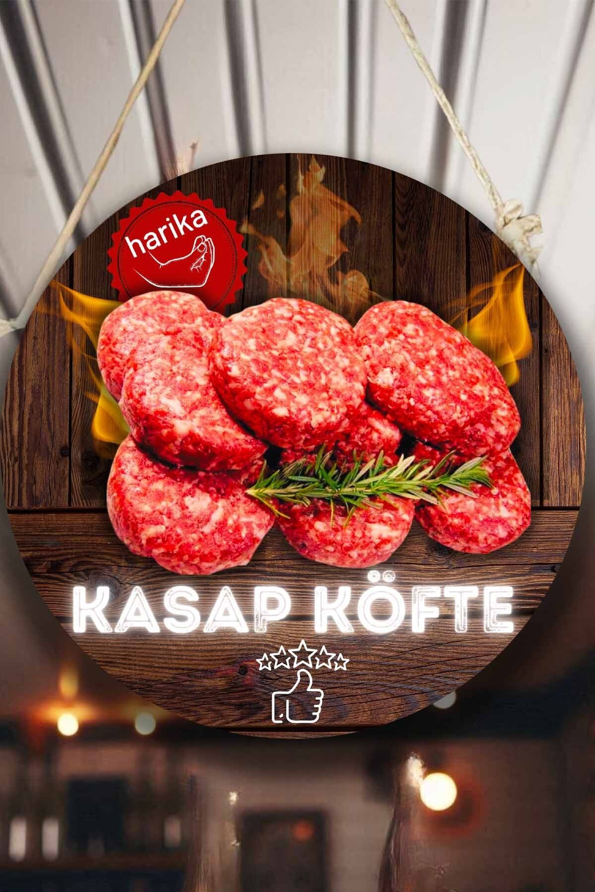 Kasap Dükkanı Cam Kapı Pano Karşılama Tabelası, Kasap Köftesi Askılı Dükkan Süs Tablo Dekoru