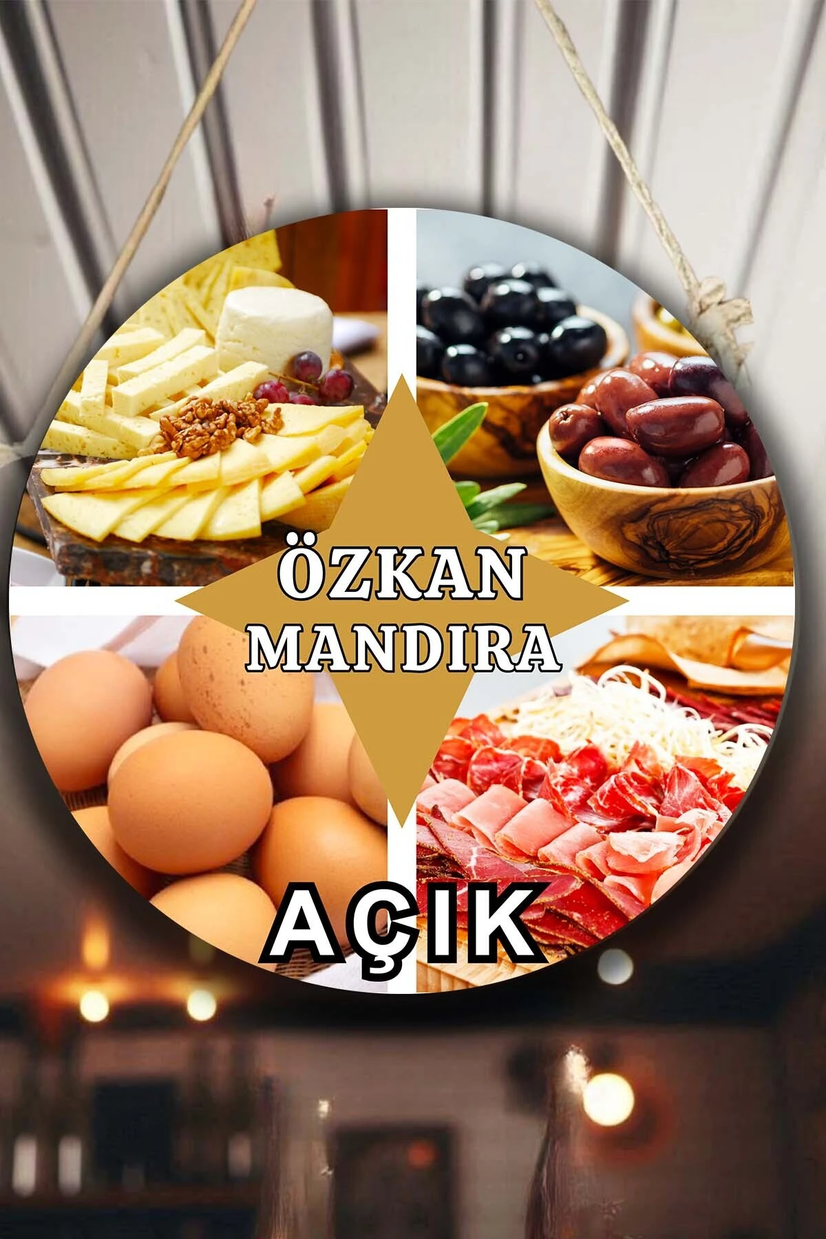 Kişiye Özel Şarküteri Mandıra Açık Kapalı Kapı Süsü – İsme Özel Şarküteri Tabelası Dekoru