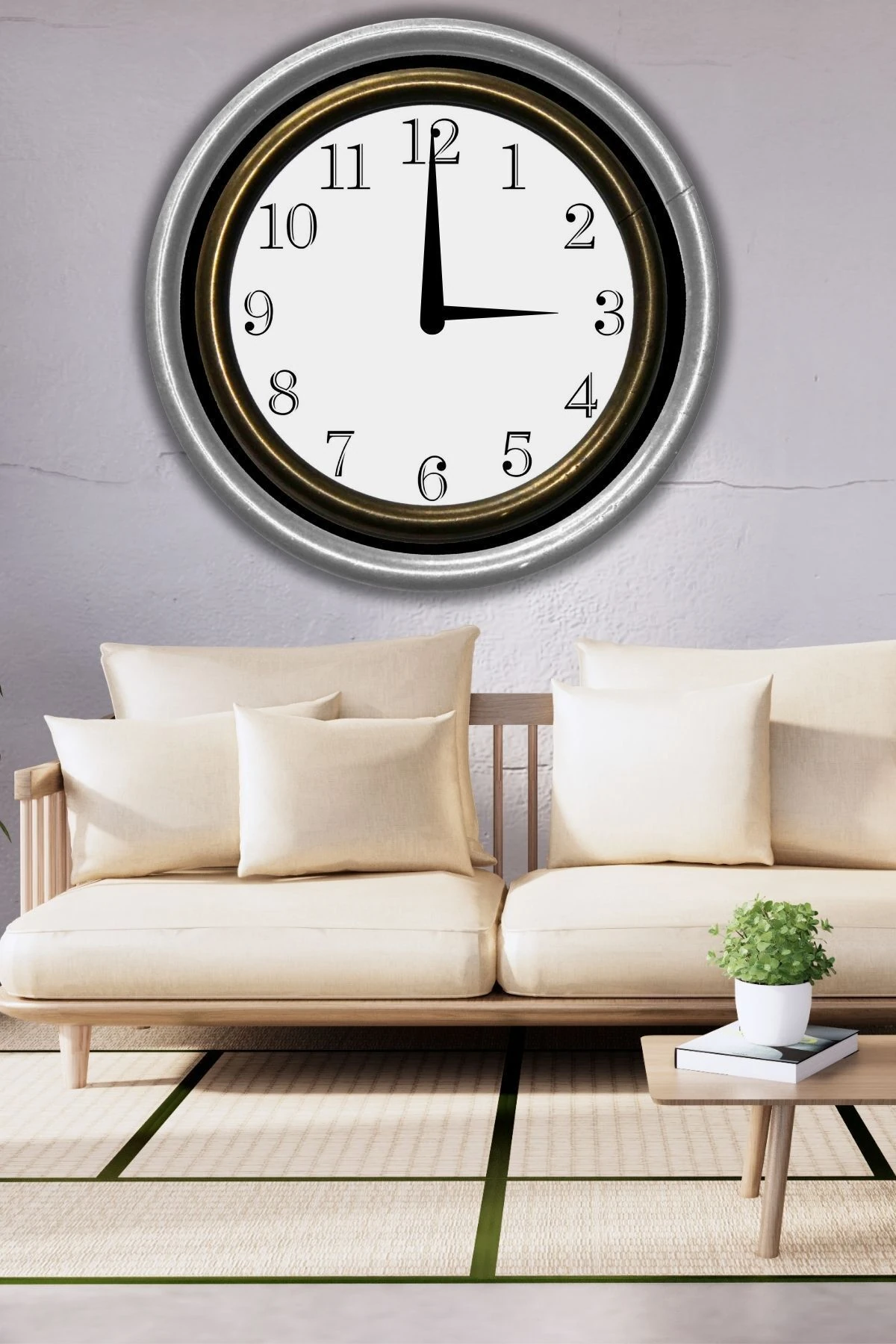 KBüyük Boy Ahşap Dekoratif Duvar Saati Ev Salon için Yuvarlak Modern Sessiz Akar Duvar Saati Modeli