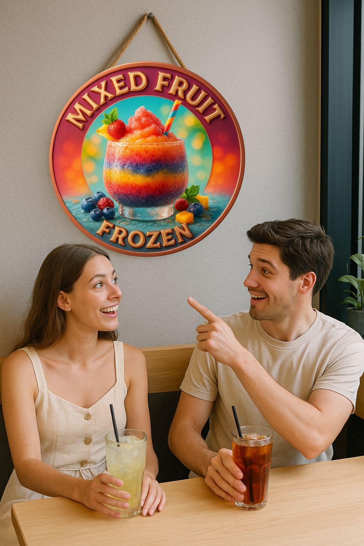 Mixed Fruit Frozen Meyveli Kapı Süsü Tablosu – Renkli Dekoratif Duvar Aksesuarı - Cafe Büfe Dekoru