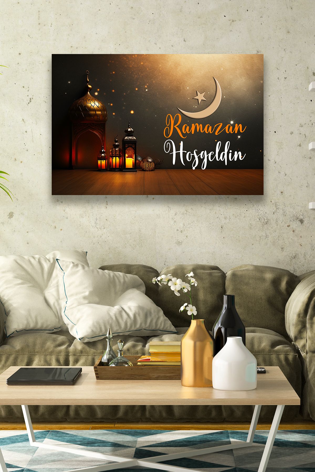 Hoşgeldin Ramazan Süsü, Dekoratif Dini Tablo Modeli, Ev, Oturma Odası, Kapı, Duvar Dekorasyonu