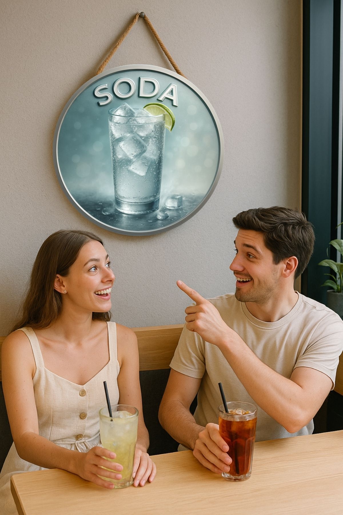 Soda Temalı Kapı Süsü Tablosu – Soda Görselli UV Baskılı Dekoratif Cafe Büfe Duvar Aksesuarı