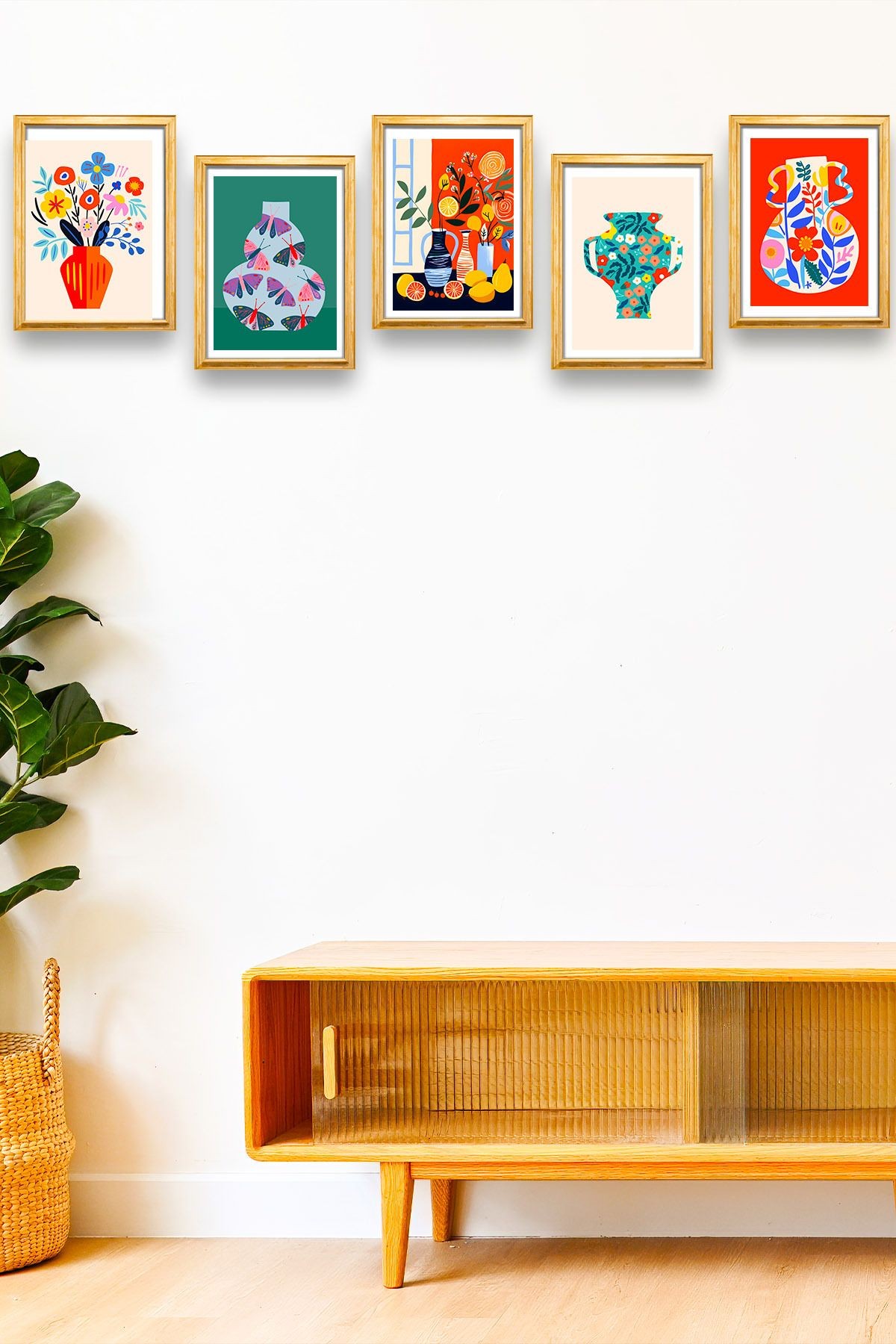 5 Parça Çerçeve Görünümlü Mdf Tablo Seti,  Oturma Odası, Salon, Ofis, Ev Duvar Tablosu