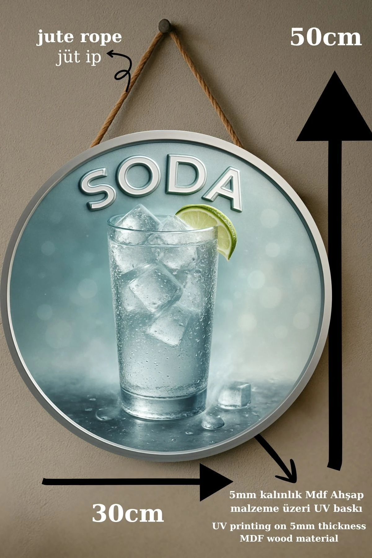 Soda Temalı Kapı Süsü Tablosu – Soda Görselli UV Baskılı Dekoratif Cafe Büfe Duvar Aksesuarı