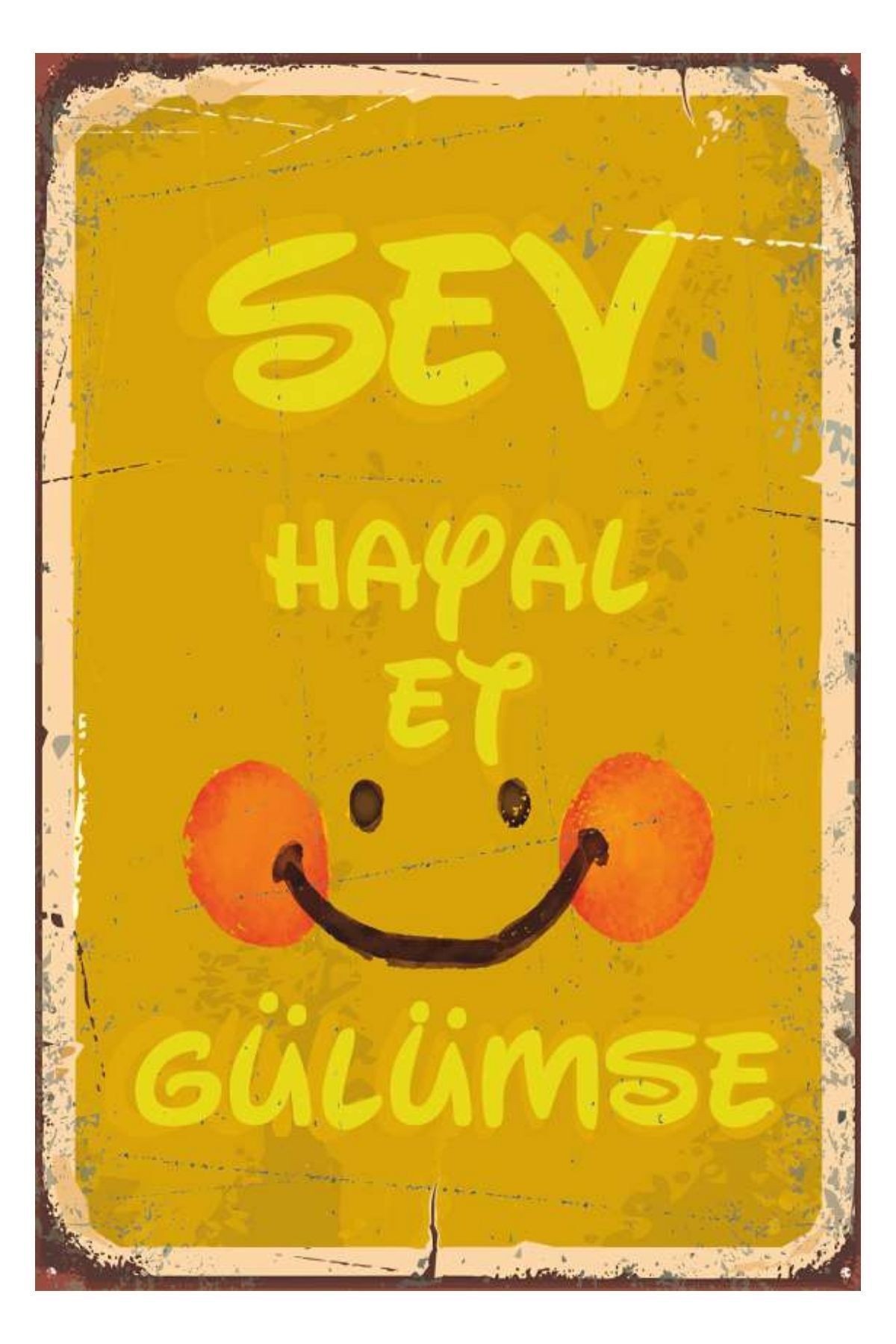 Sev Hayal Et Gülümse Poster, Modern Duvar Dekoru, Sanatsal Poster, Ev Ofis, Cafe Duvar Süs