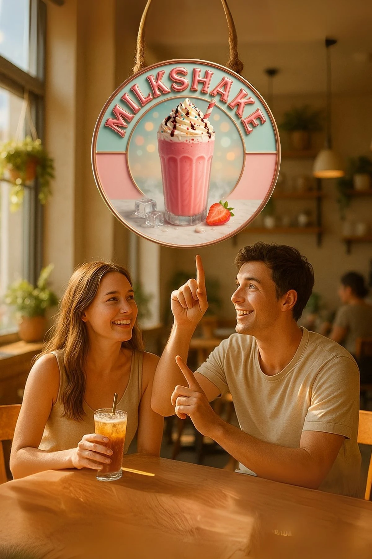 Milkshake Temalı Kapı Süsü Tablosu – Renkli UV Baskılı Dondurmalı Dekoratif Cafe Duvar Aksesuarı