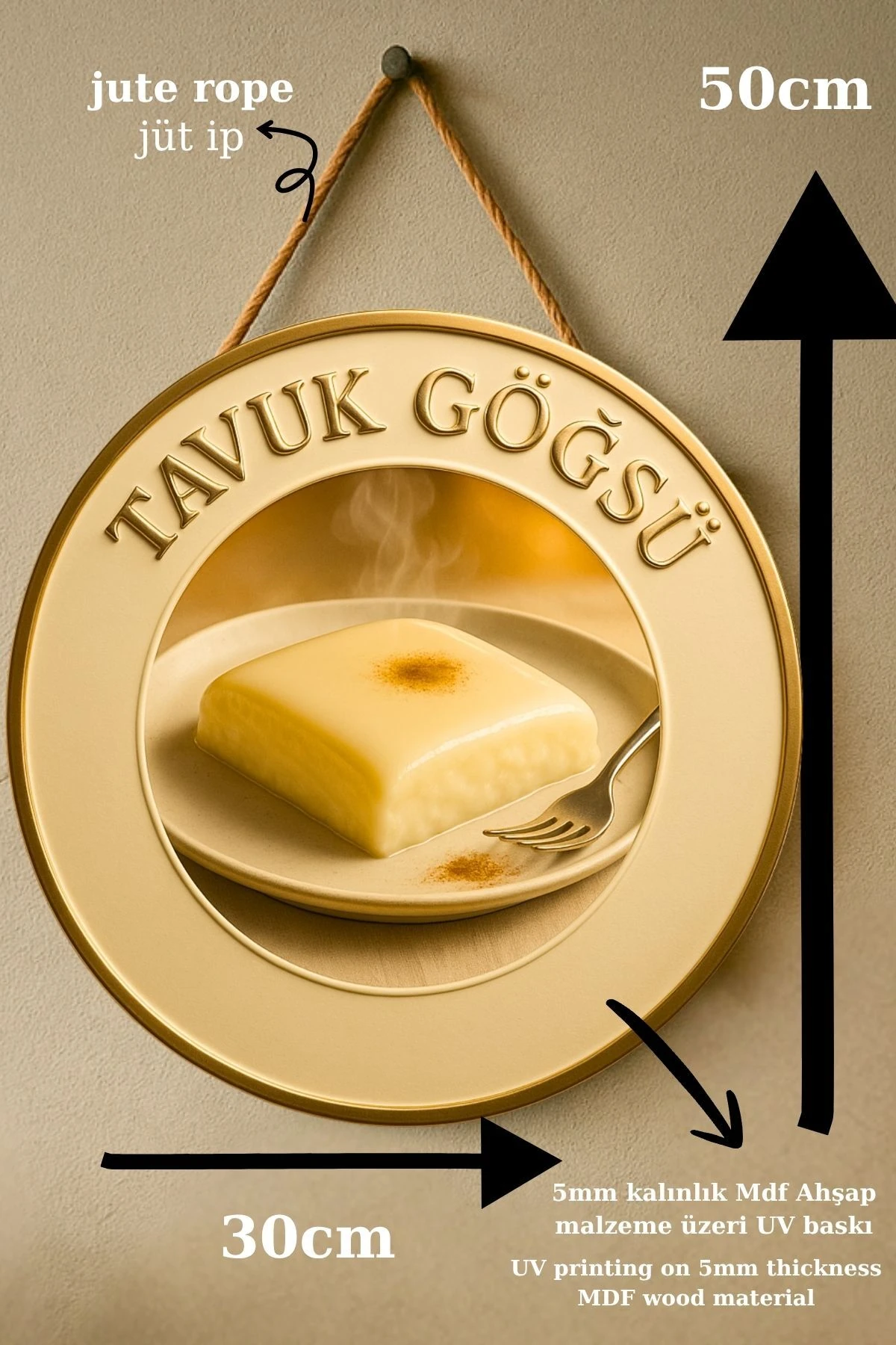 Tavuk Göğsü Temalı İpli Ahşap Kapı Duvar Süsü, Pastane, Tatlı Dükkanı, Cafe Tablo Dekoru