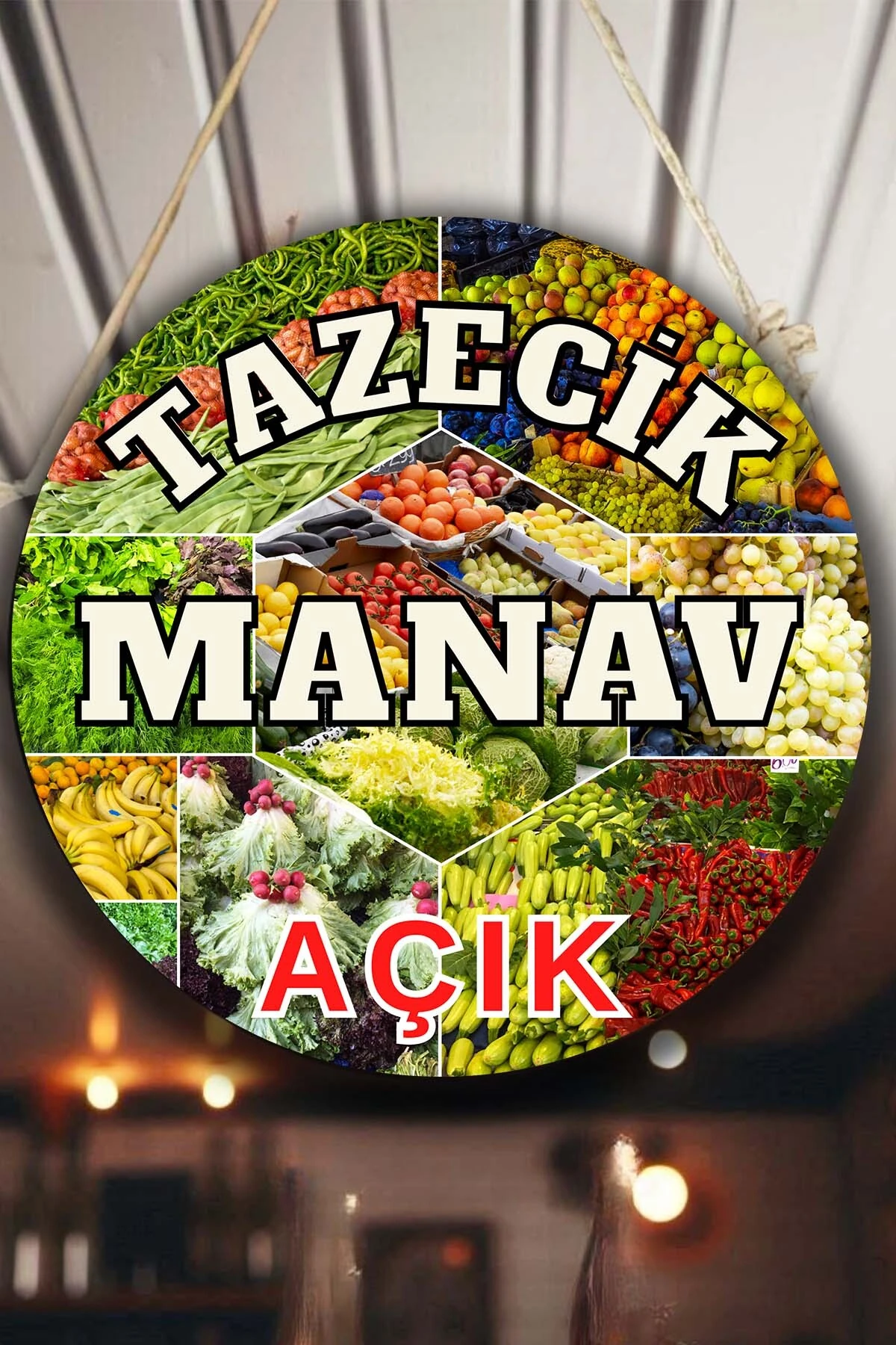 Kişiye Özel Manav Açık Kapalı Kapı Süsü – İsme Özel Meyve Sebze Dükkanı Tabelası, Manav Dekorasyonu