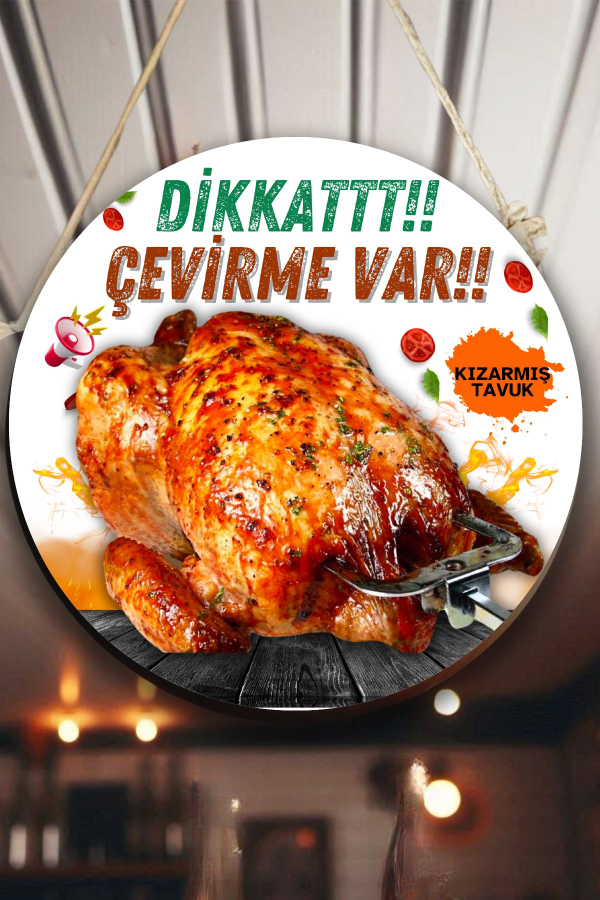 Kızarmış Tavuk Salonu Duvar, Kapı, Çift Taraflı Askılı Karşılama Tabelası, Tavuk Çevirme Dükkanı Süs