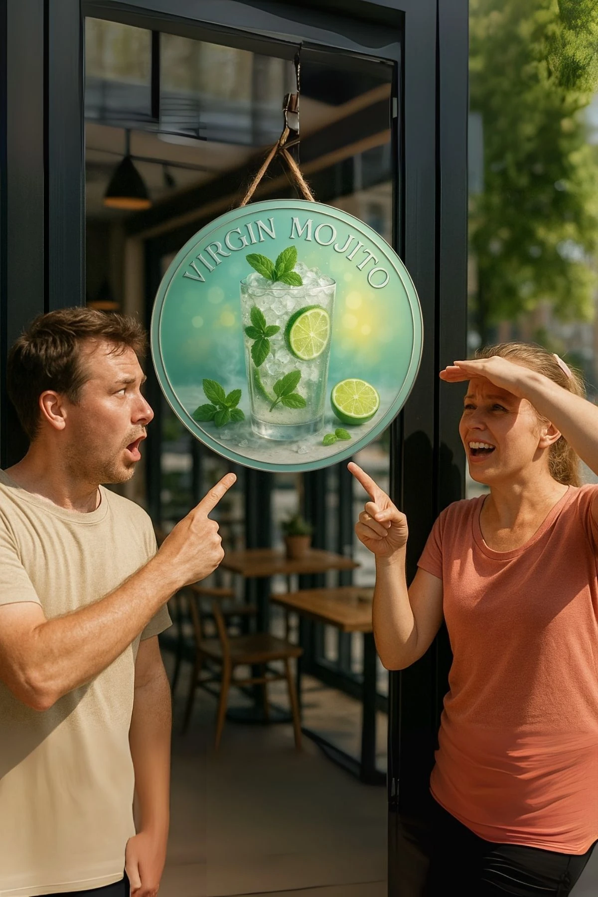 Virgin Mojito Temalı Kapı Süsü Tablosu – Ferahlatıcı Limonlu Nane Desenli Cafe Büfe Duvar Dekoru