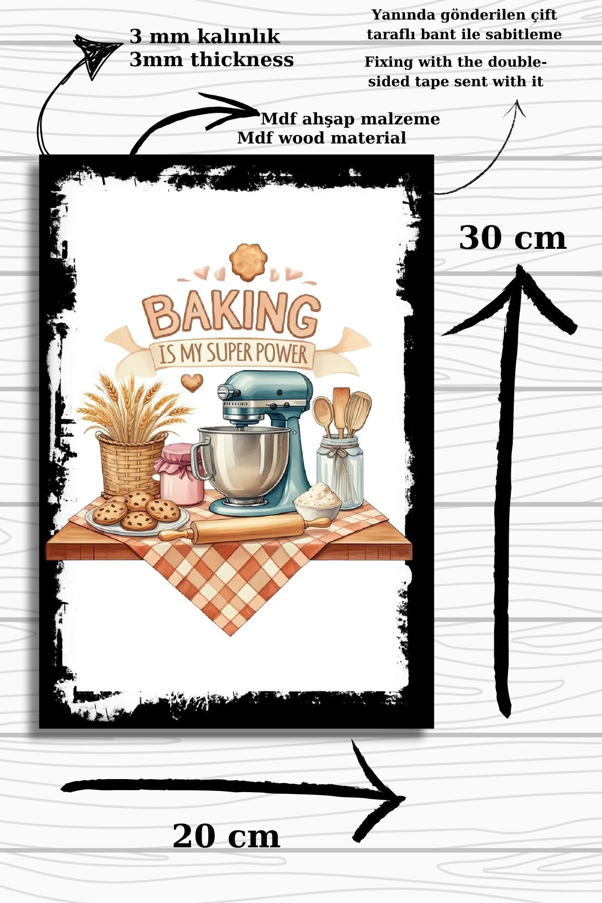 3'lü Ahşap Duvar Posterleri Seti, Mutfak, Cafe veya Yemek Odası için Modern Tablo Dekorasyonu