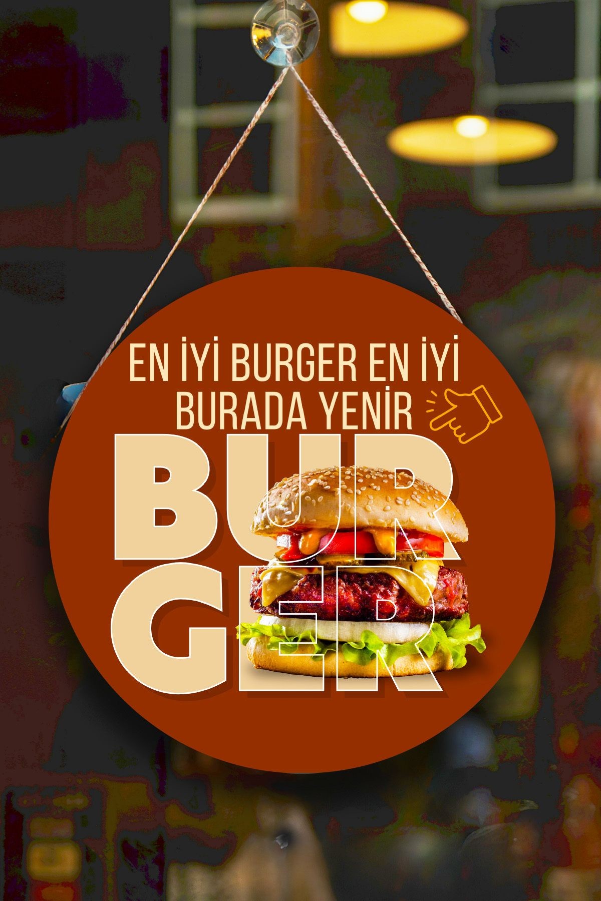 Hamburger Dükkanı Duvar, Kapı Tek Taraflı Askılı Pano Karşılama Tabelası, Burger Salonu Tablo Süsü