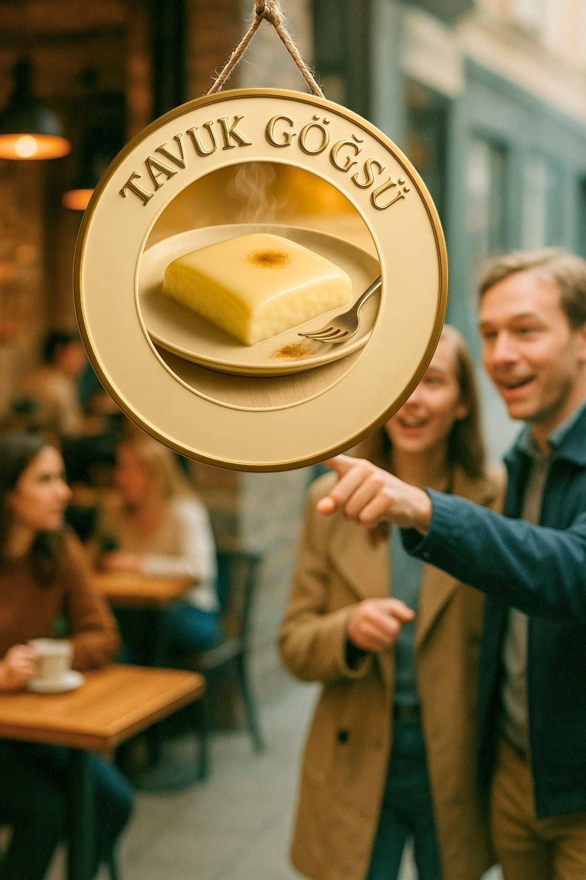 Tavuk Göğsü Temalı İpli Ahşap Kapı Duvar Süsü, Pastane, Tatlı Dükkanı, Cafe Tablo Dekoru