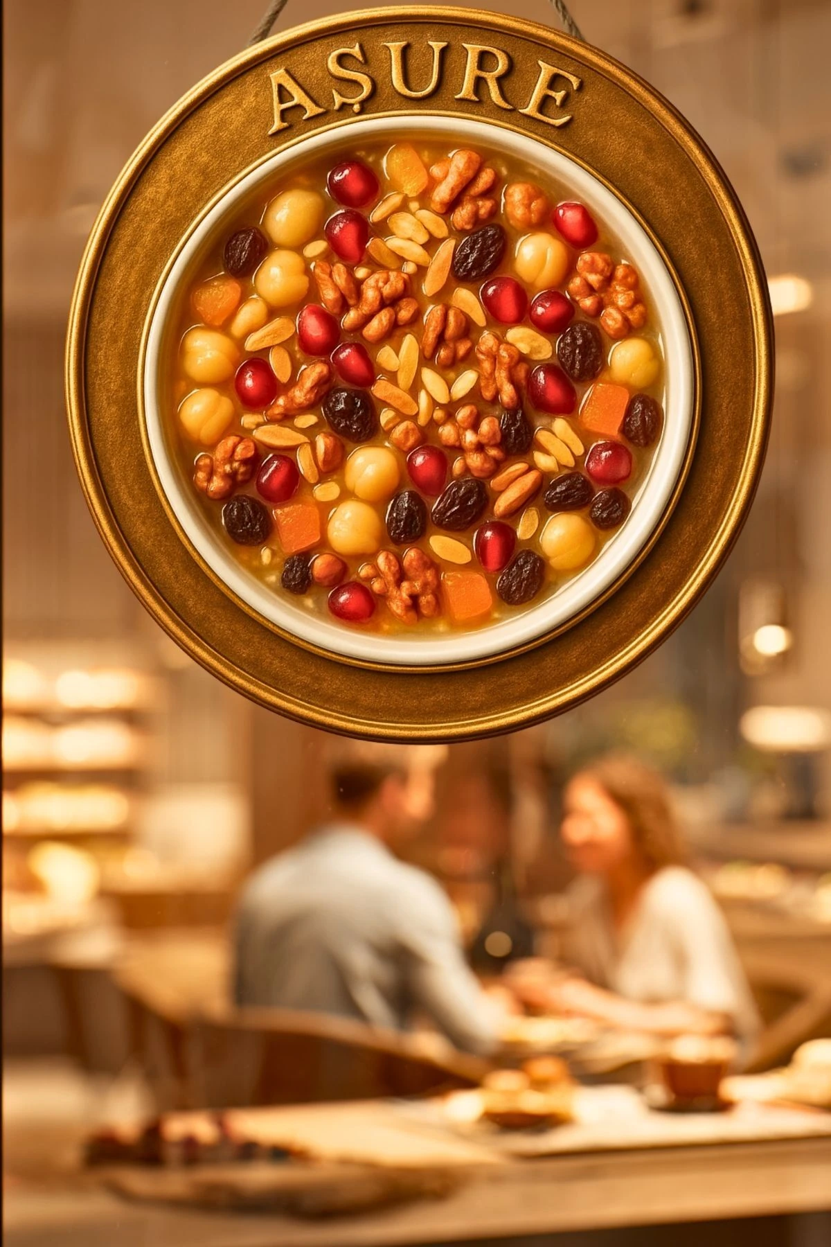 Aşure Temalı İpli Ahşap Kapı Duvar Süsü, Pastane, Tatlı Dükkanı, Cafe Tablo Dekoru