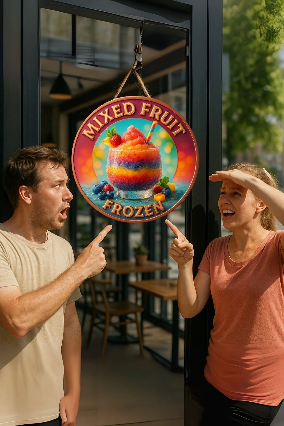 Mixed Fruit Frozen Meyveli Kapı Süsü Tablosu – Renkli Dekoratif Duvar Aksesuarı - Cafe Büfe Dekoru