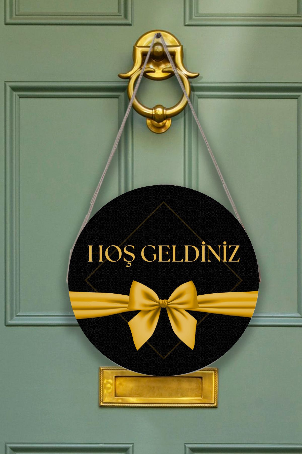 Evimize Hoşgeldiniz Kapı Duvar Süsü Modeli, Ahşap Yuvarlak Ipli Dekoratif Ev Kapı Tablosu