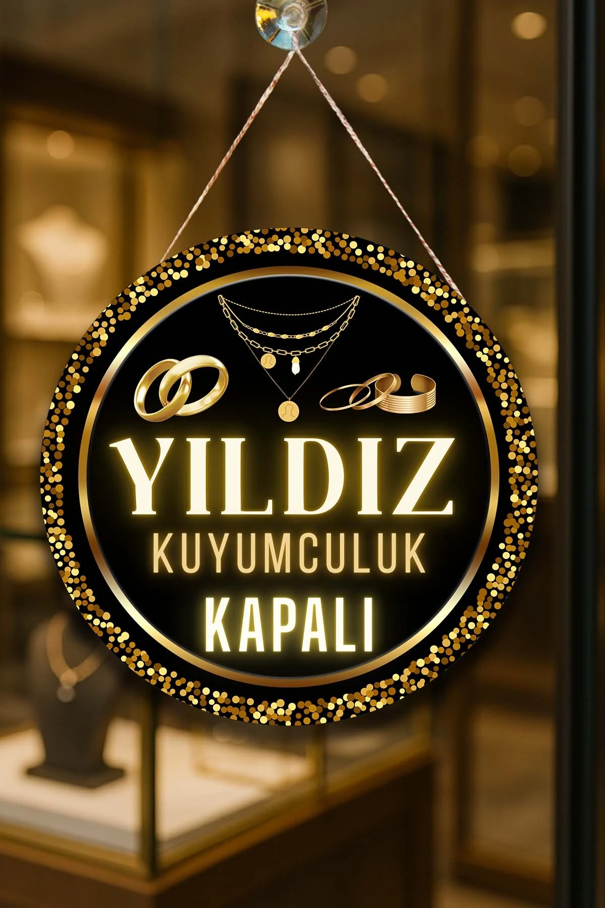 Kuyumcu Dükkanı Kişiye Özel Açık Kapalı Kapı Süsü – İsme Özel Altın & Pırlanta Dükkanı Tabelası