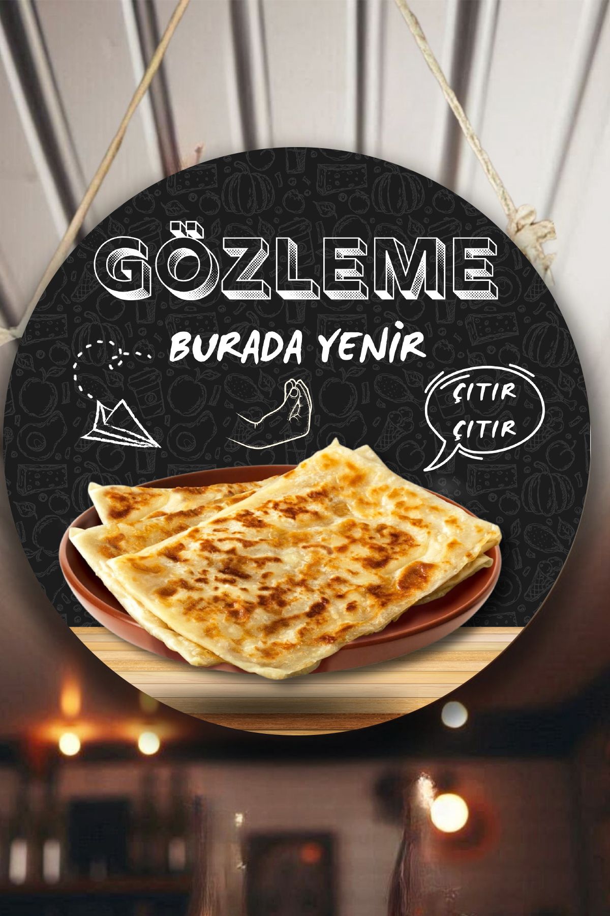 Gözleme Salonu için Duvar, Kapı, Tek Taraflı Askılı Pano Karşılama Tabelası, Gözleme Dükkanı Süsü
