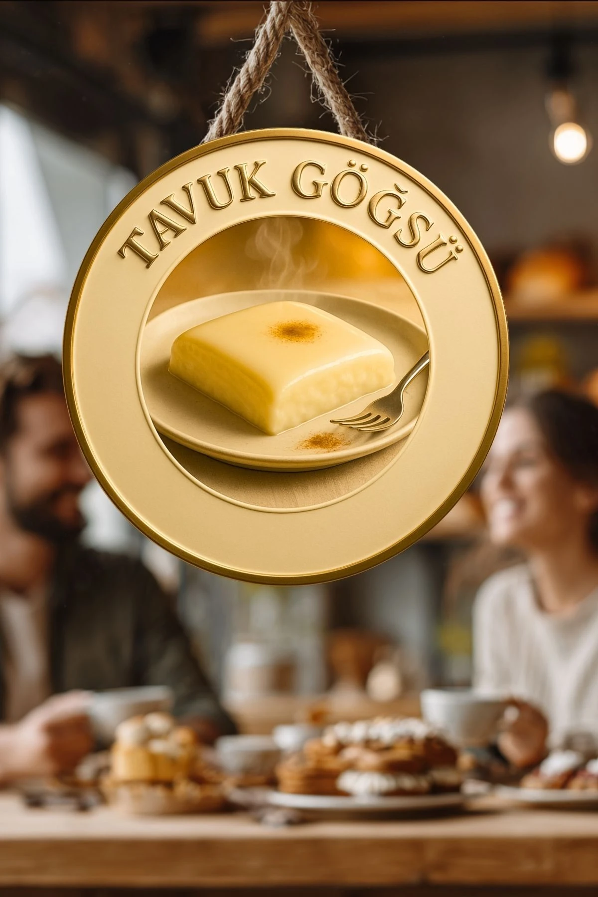 Tavuk Göğsü Temalı İpli Ahşap Kapı Duvar Süsü, Pastane, Tatlı Dükkanı, Cafe Tablo Dekoru