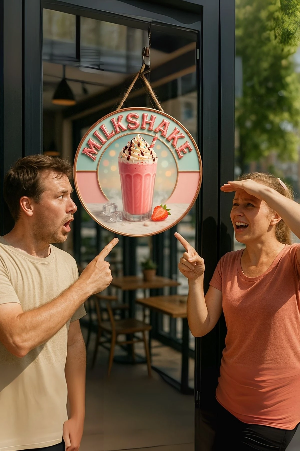 Milkshake Temalı Kapı Süsü Tablosu – Renkli UV Baskılı Dondurmalı Dekoratif Cafe Duvar Aksesuarı