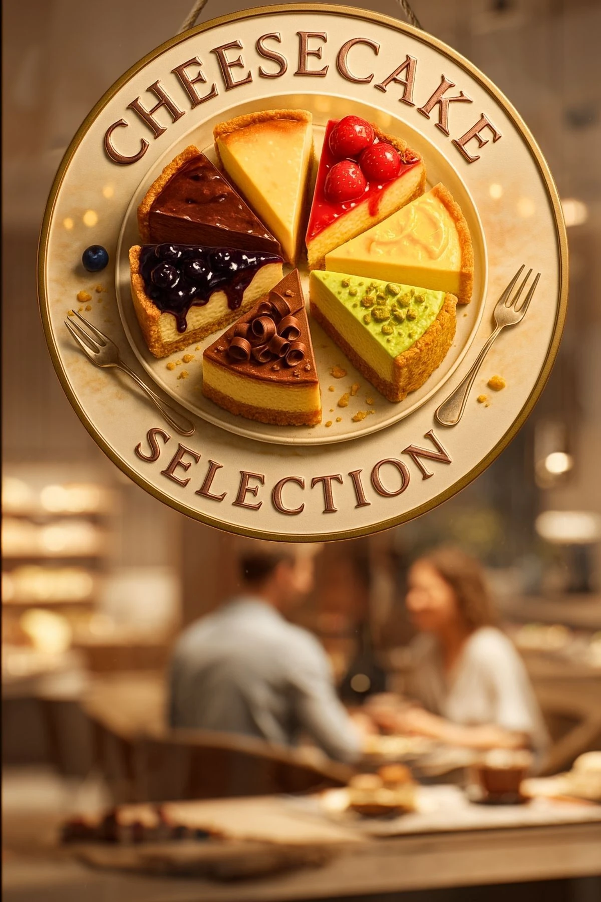 Cheesecake Temalı İpli Ahşap Kapı Duvar Süsü, Pastane, Tatlı Dükkanı, Cafe Tablo Dekoru