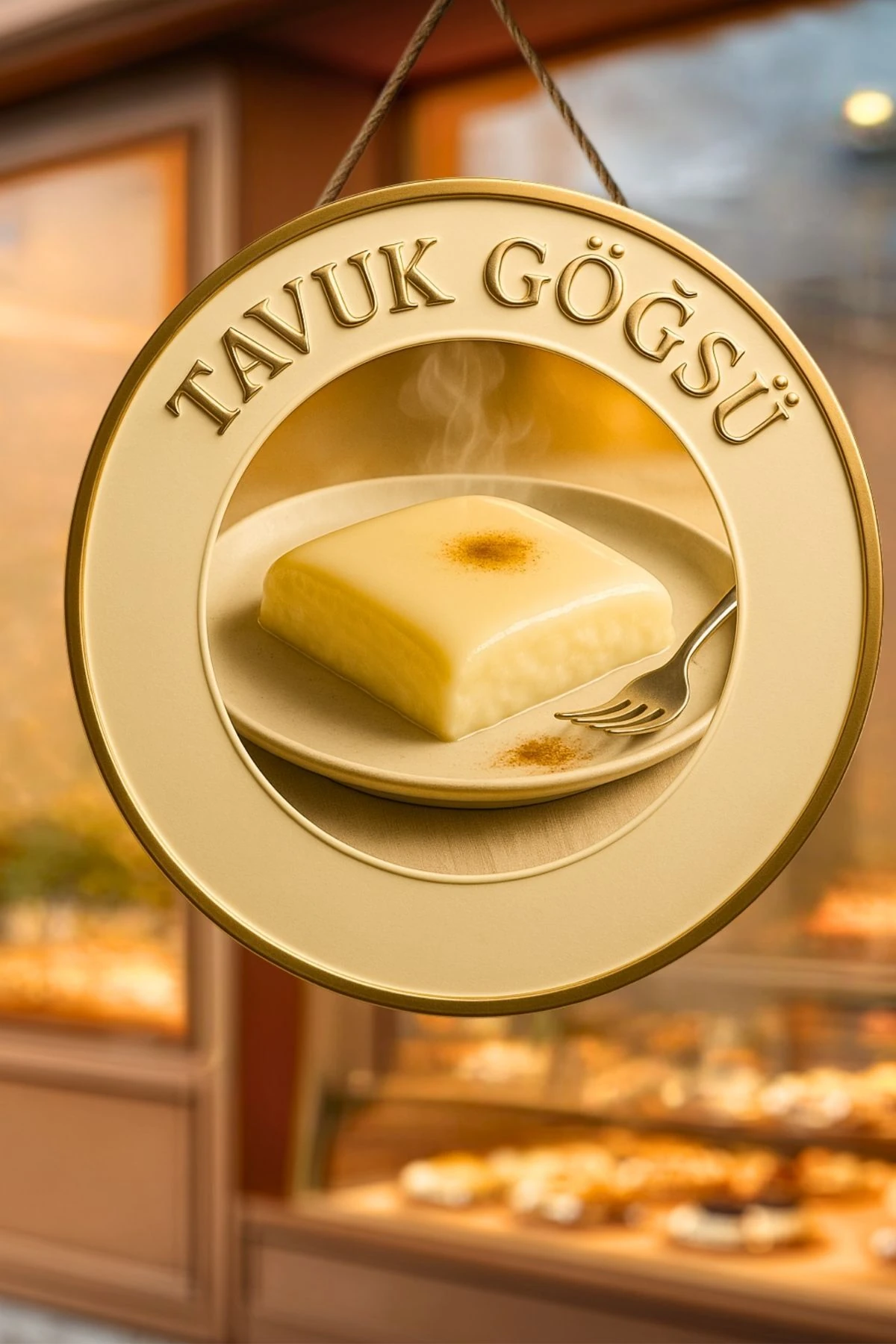 Tavuk Göğsü Temalı İpli Ahşap Kapı Duvar Süsü, Pastane, Tatlı Dükkanı, Cafe Tablo Dekoru