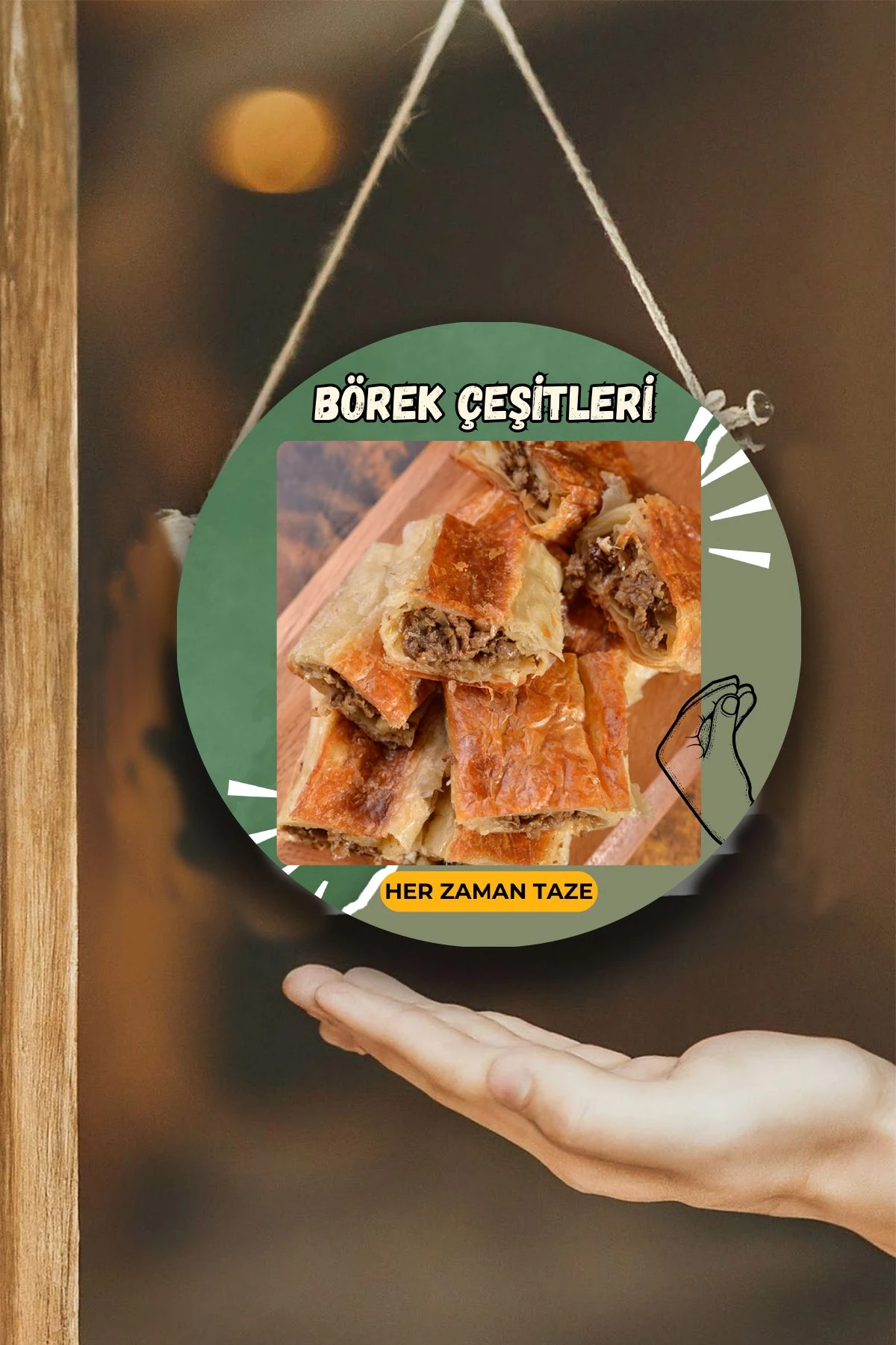Börek Salonu için Duvar, Kapı, Tek Taraflı Askılı Pano Karşılama Tabelası, Börek Dükkanı Tablo Süsü