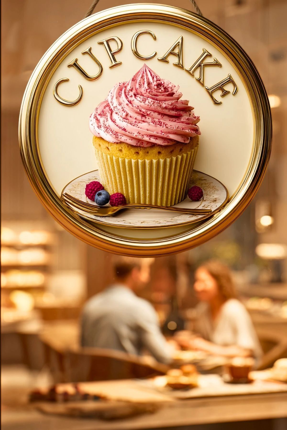 Cupcake Muffin Temalı İpli Ahşap Kapı Duvar Süsü, Pastane, Tatlı Dükkanı, Cafe Tablo Dekoru