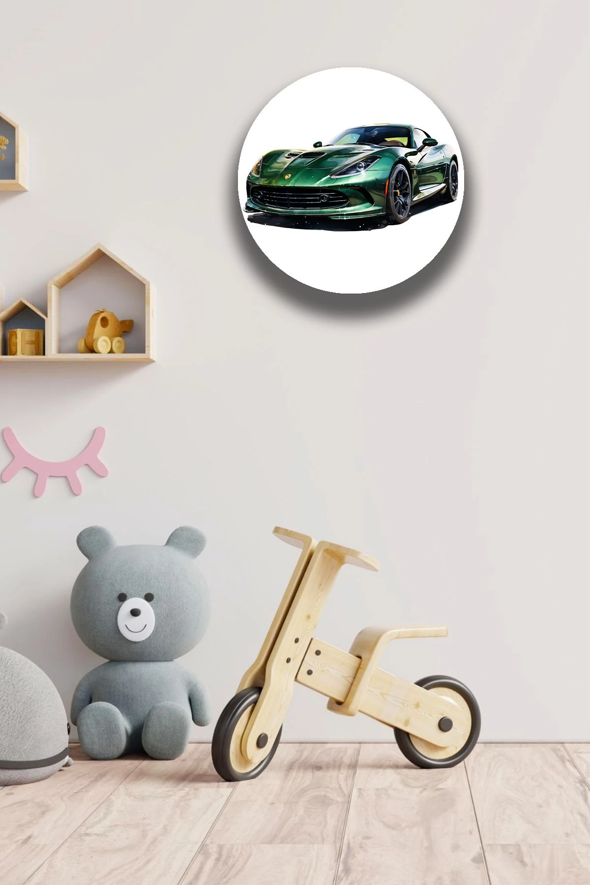 Yarış Arabası Çocuk Genç Odası Ahşap Tablo Modeli, Kapı Duvar Süsü, Çocuklar Için Eşya Dekoru