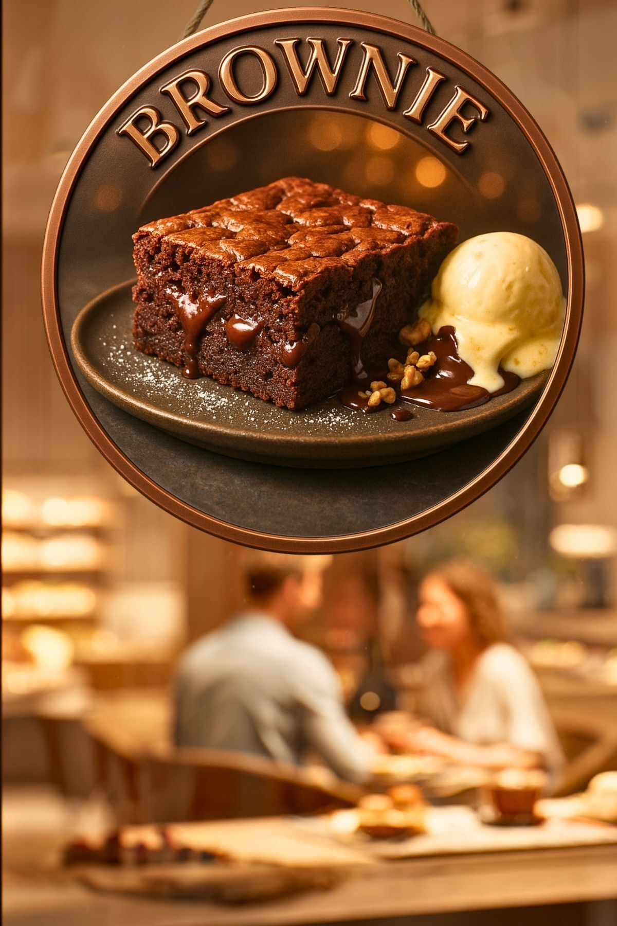 Brownie Temalı İpli Ahşap Kapı Duvar Süsü, Pastane, Tatlı Dükkanı, Cafe Tablo Dekoru