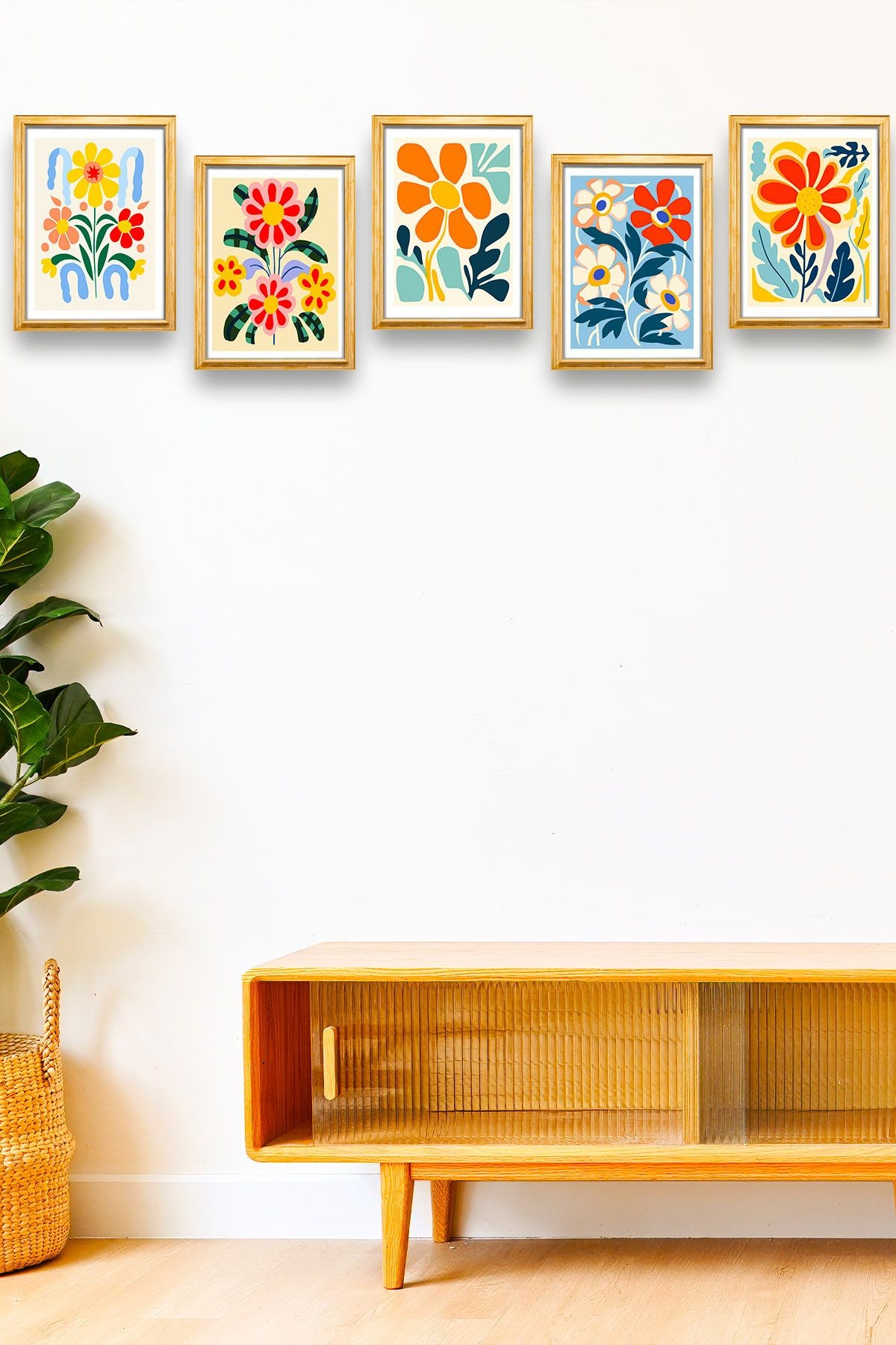 5 Parça Çerçeve Görünümlü Mdf Tablo Seti,  Oturma Odası, Salon, Ofis, Ev Duvar Tablosu