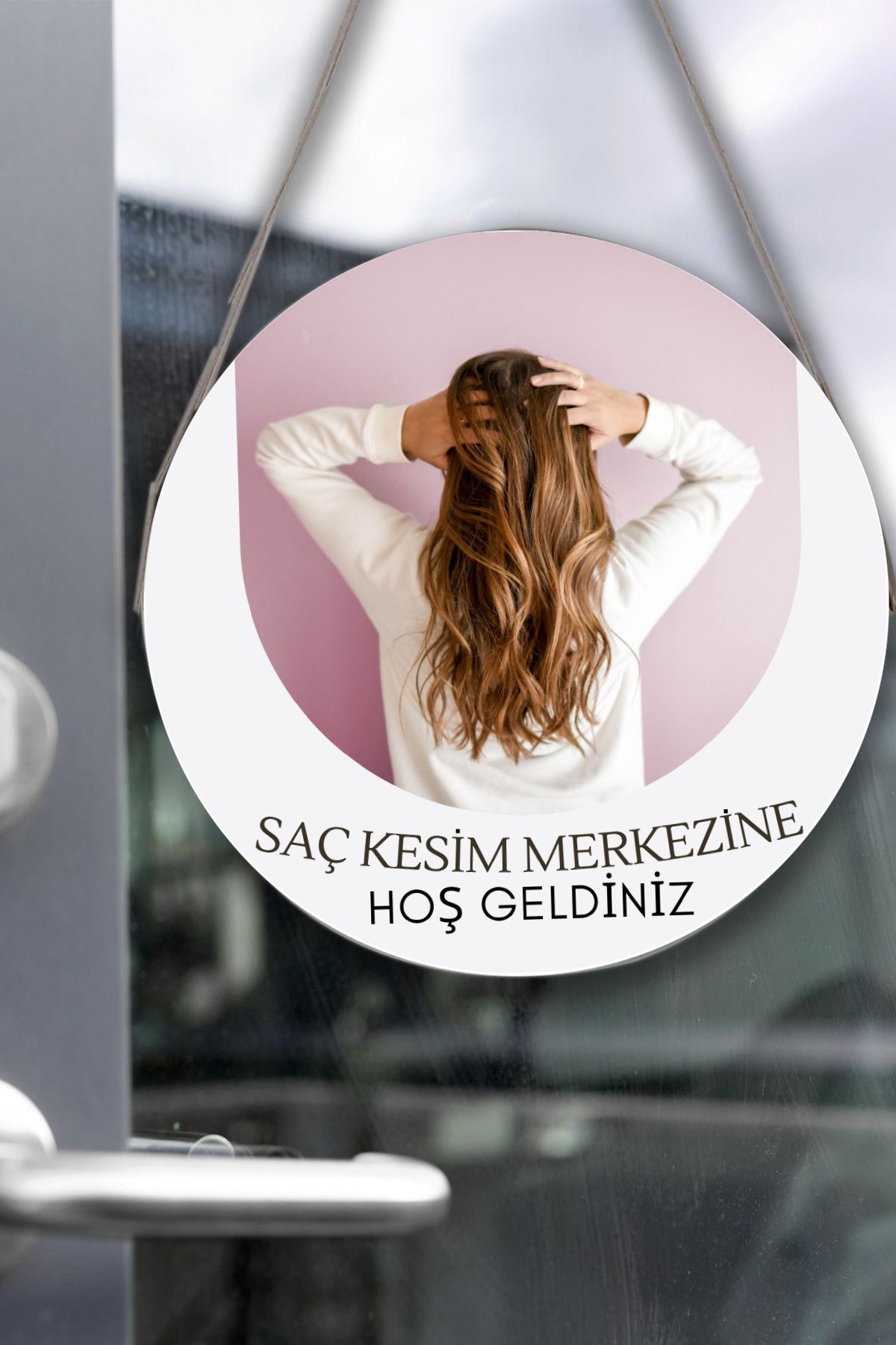 Güzellik Salonu Cam Kapı Pano Karşılama Tabelası, Kadın Kuaför Dükkan Süsü, Askılı Cam Kapı Tablosu