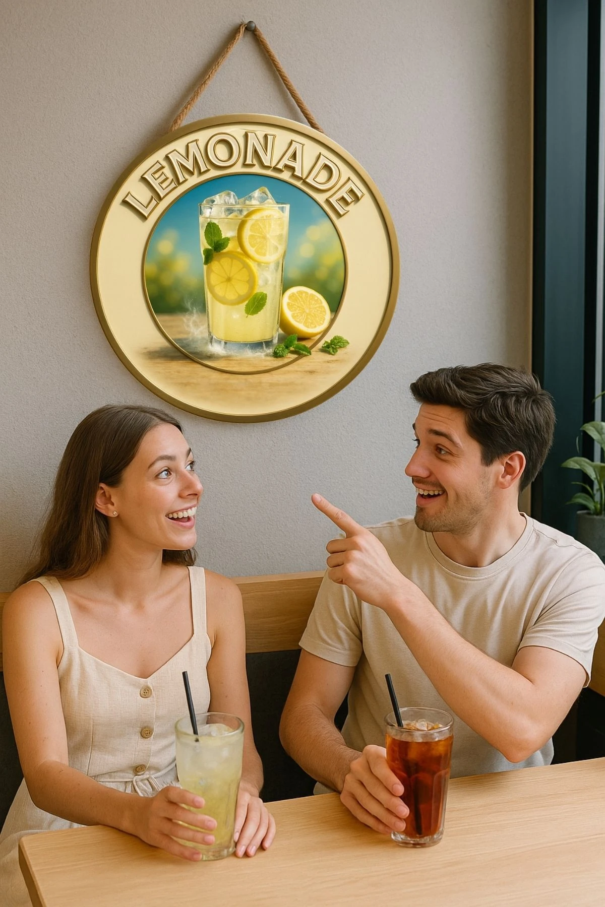 Lemonade Juice Limonata Temalı Kapı Süsü Tablosu – Limonlu Ferahlatıcı Cafe Büfe Duvar Dekoru