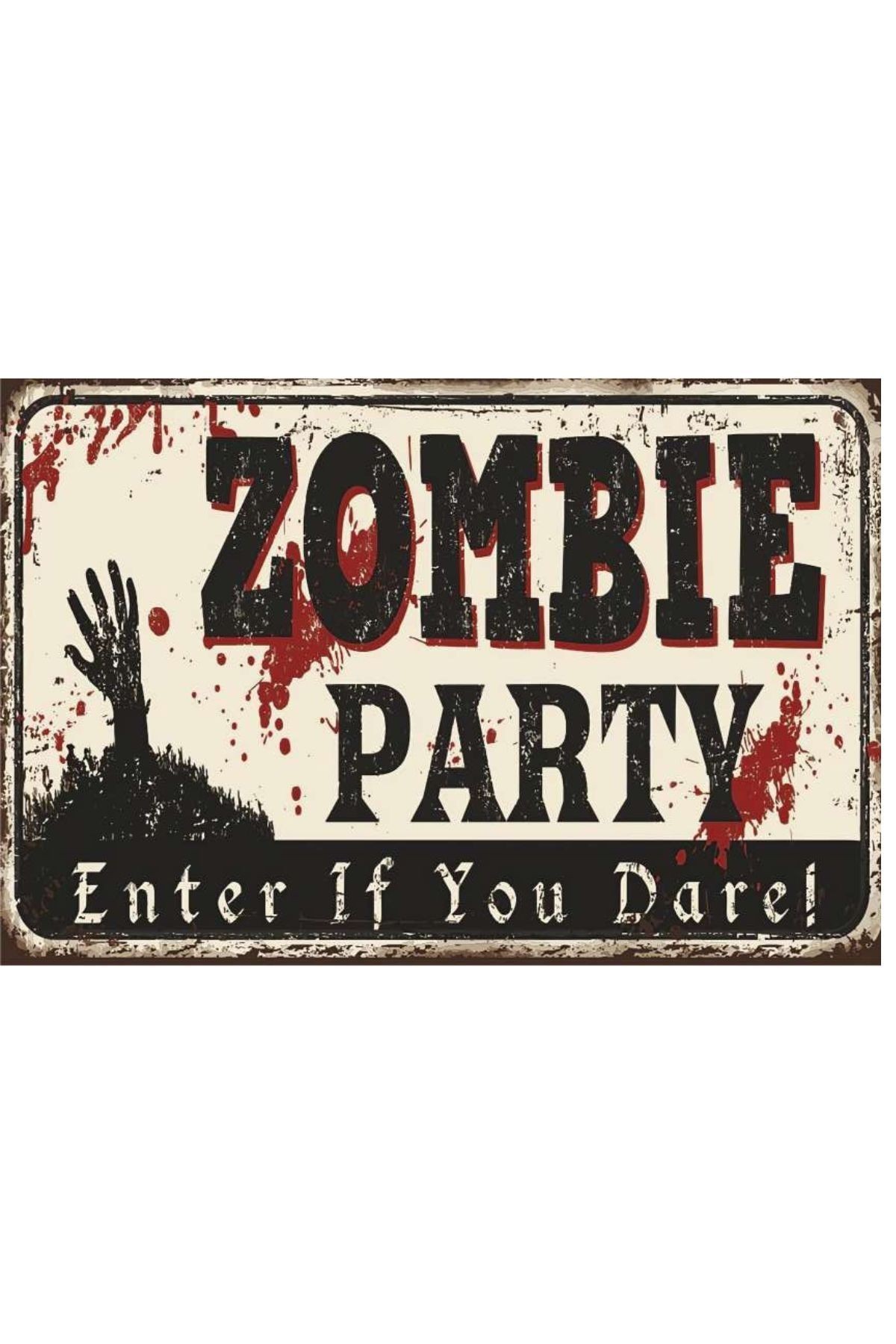 Zombie Party Ahşap Mdf Poster, Modern Duvar Dekoru, Sanatsal Poster, Ev Ofis, Cafe Duvar Süs