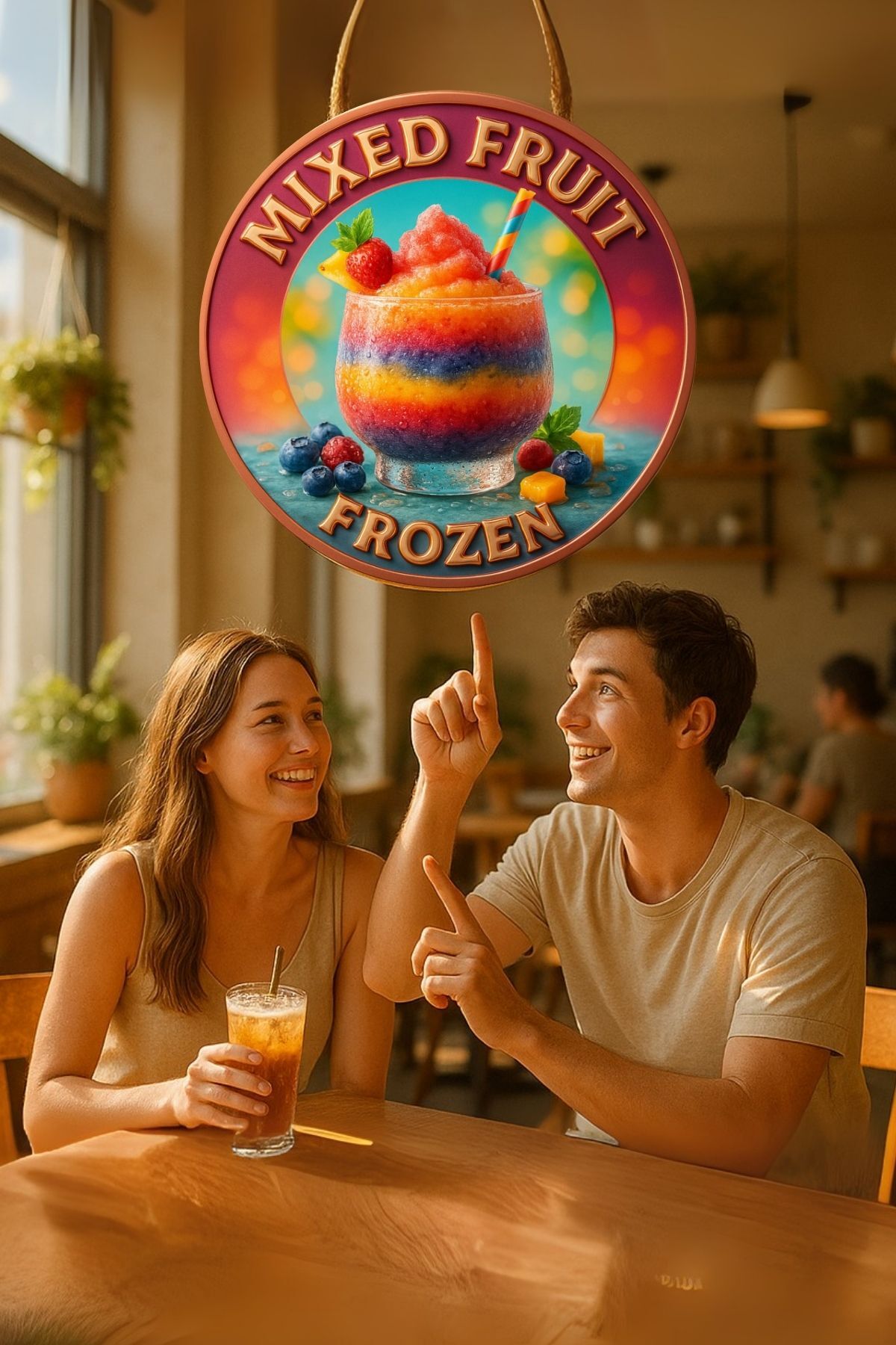 Mixed Fruit Frozen Meyveli Kapı Süsü Tablosu – Renkli Dekoratif Duvar Aksesuarı - Cafe Büfe Dekoru