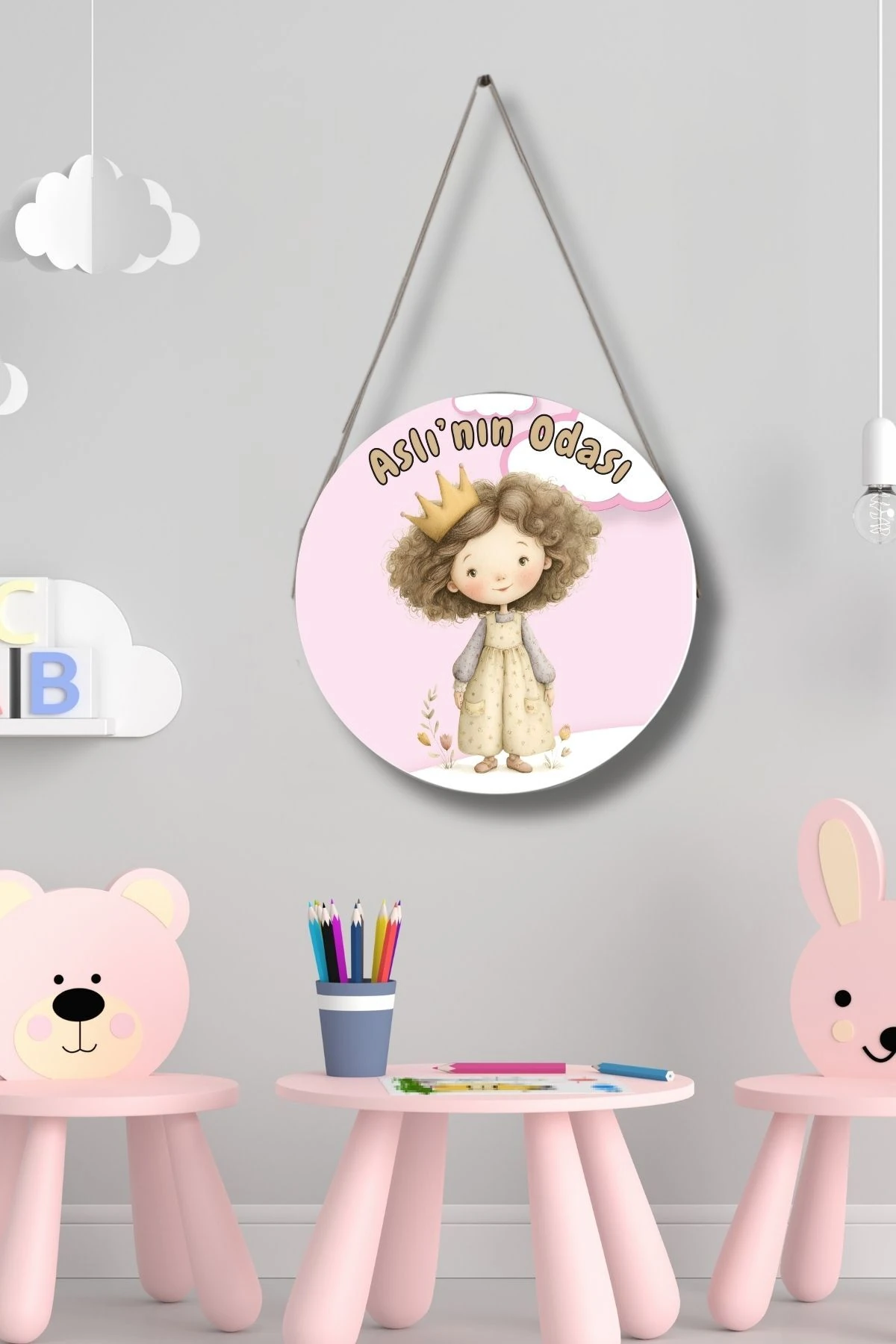 İsme Özel Kız Çocuk Kapı ve Duvar Süsü Tablosu, Kişiye Özel İsimli Hediye, Doğum Günü İçin Özel