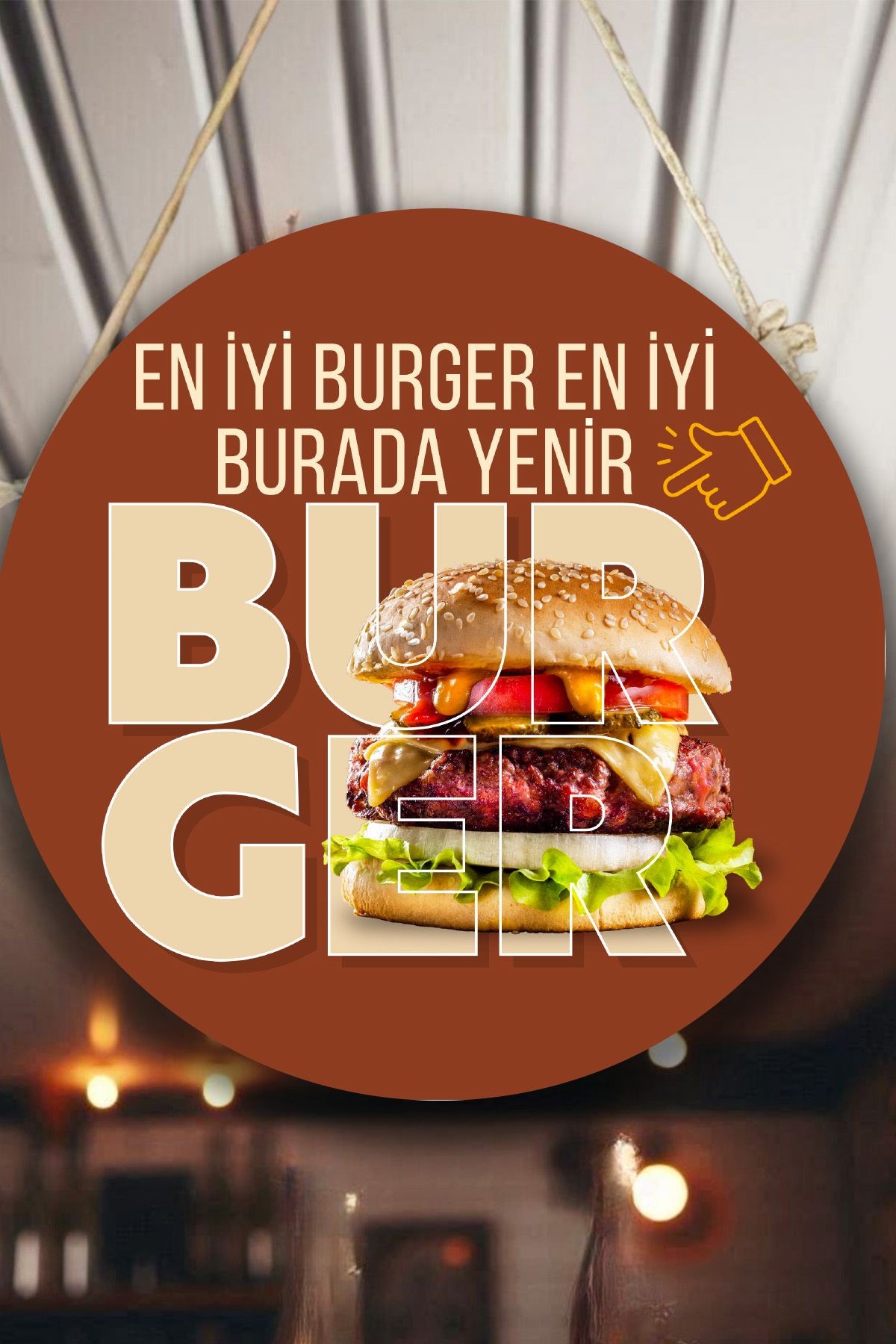 Hamburger Dükkanı Duvar, Kapı Tek Taraflı Askılı Pano Karşılama Tabelası, Burger Salonu Tablo Süsü