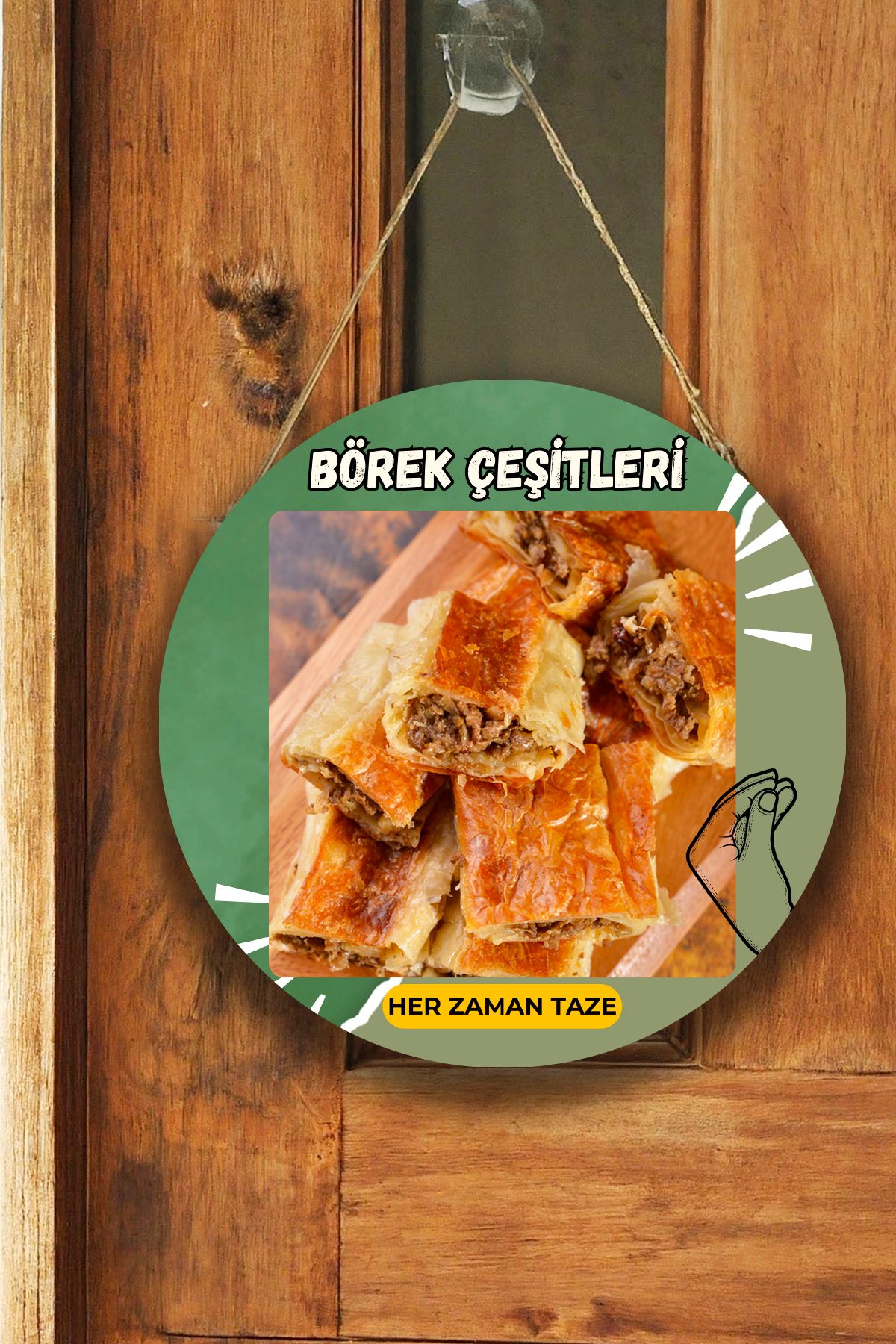 Börek Salonu için Duvar, Kapı, Tek Taraflı Askılı Pano Karşılama Tabelası, Börek Dükkanı Tablo Süsü