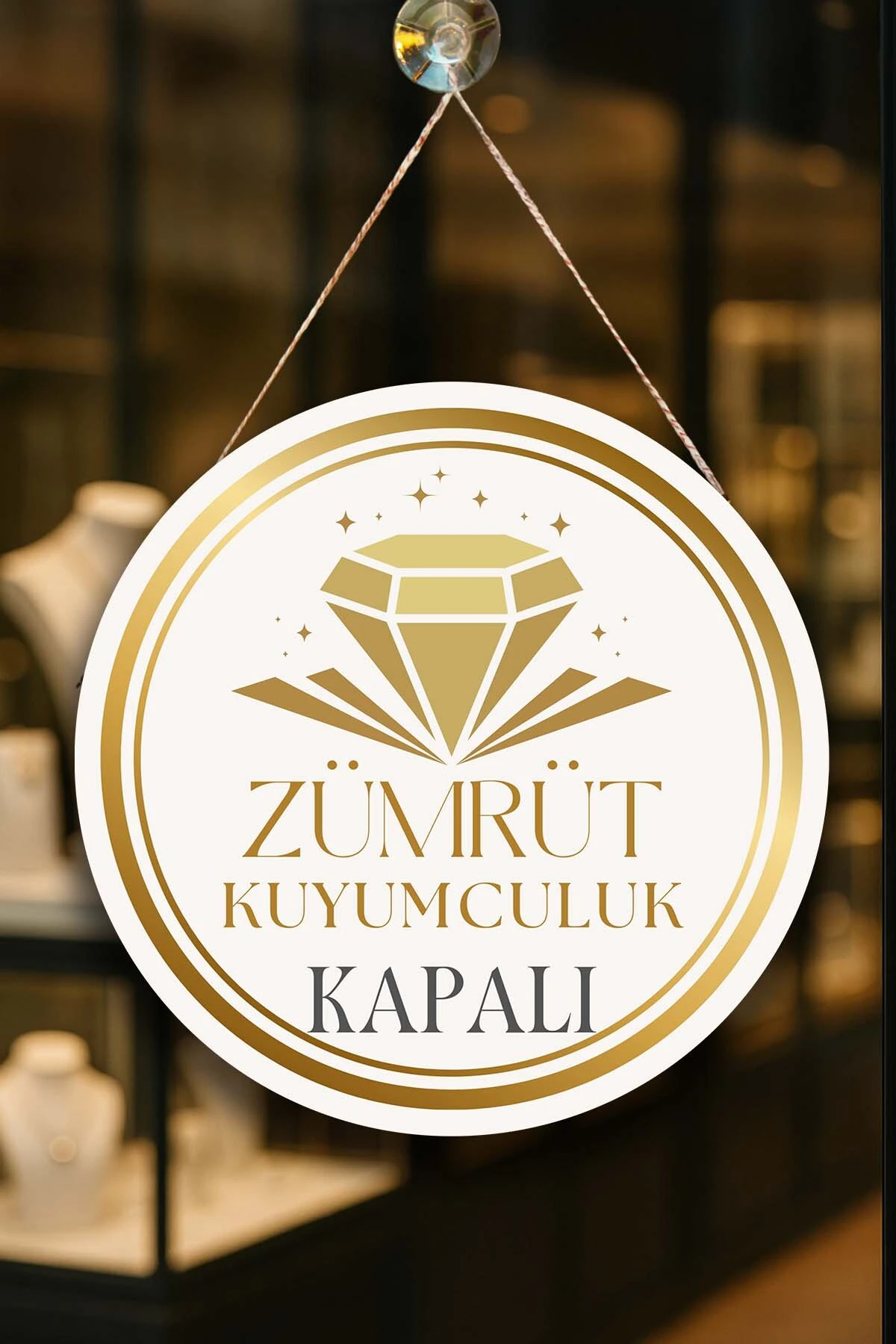 Kuyumcu Dükkanı Kişiye Özel Açık Kapalı Kapı Süsü – İsme Özel Altın & Pırlanta Dükkanı Tabelası